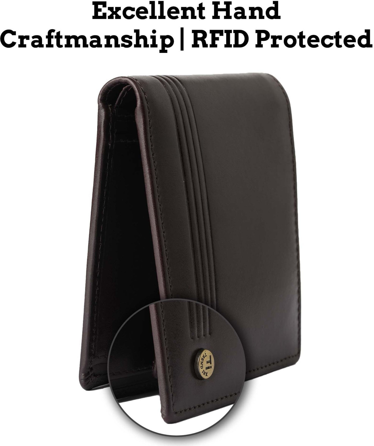Image of TrendInks Men Casual, Ethnic, Evening /Party, Formal, Travel, Trendy Brown Genuine Leather Wallet