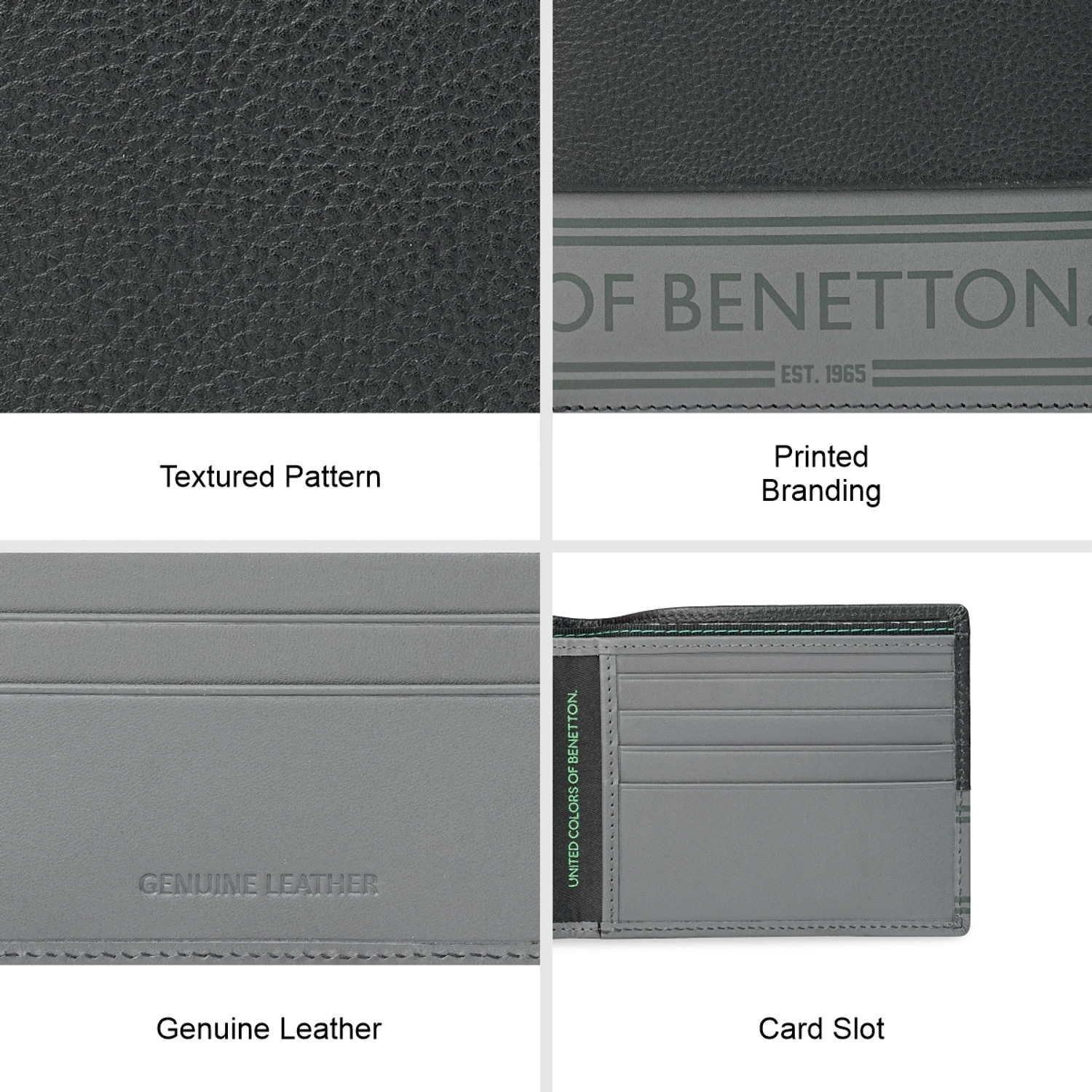 Image of United Colors of Benetton Men Casual, Formal Black Genuine Leather Wallet
