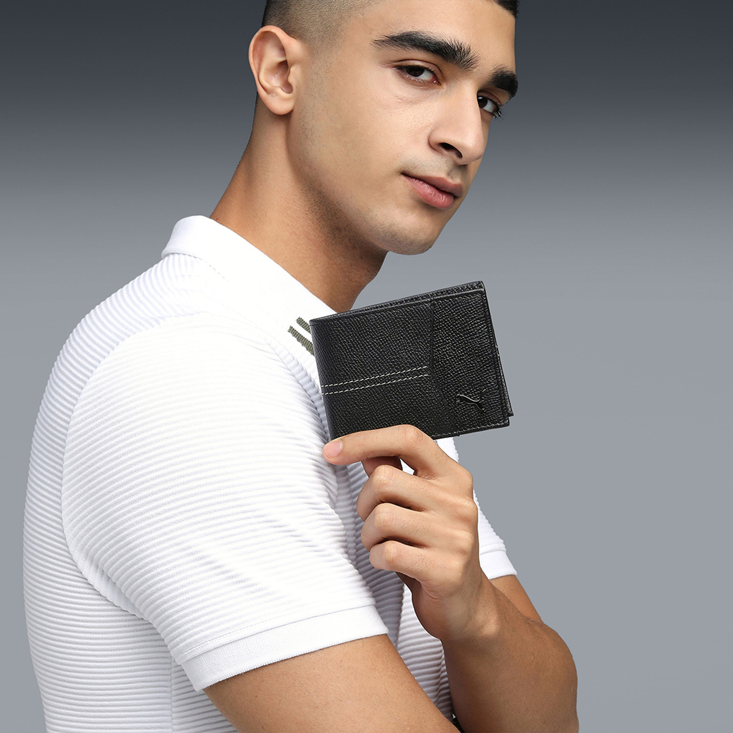 Image of PUMA Men & Women Casual Black Genuine Leather Wallet