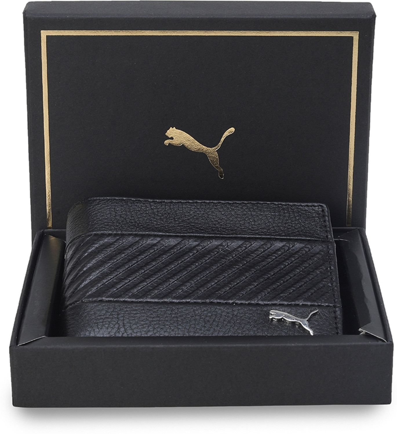 Image of PUMA Men & Women Black Genuine Leather Wallet