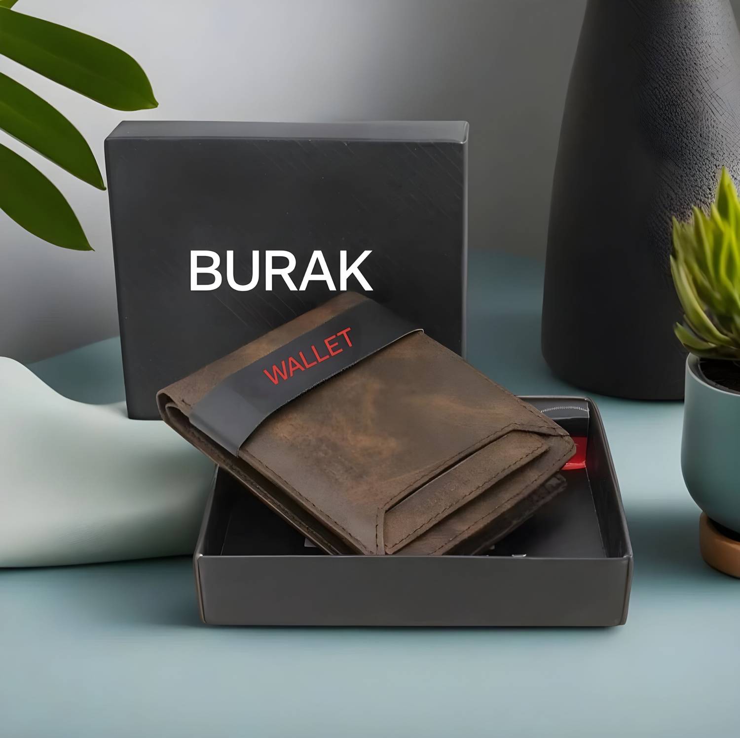 BURAK Men Casual Brown Artificial Leather Wallet
