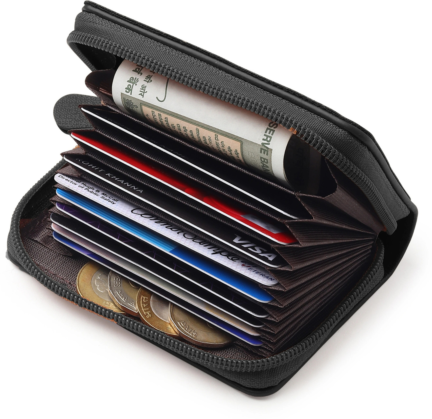 Image of HAMITION CADDRE Men & Women Grey Genuine Leather Card Holder