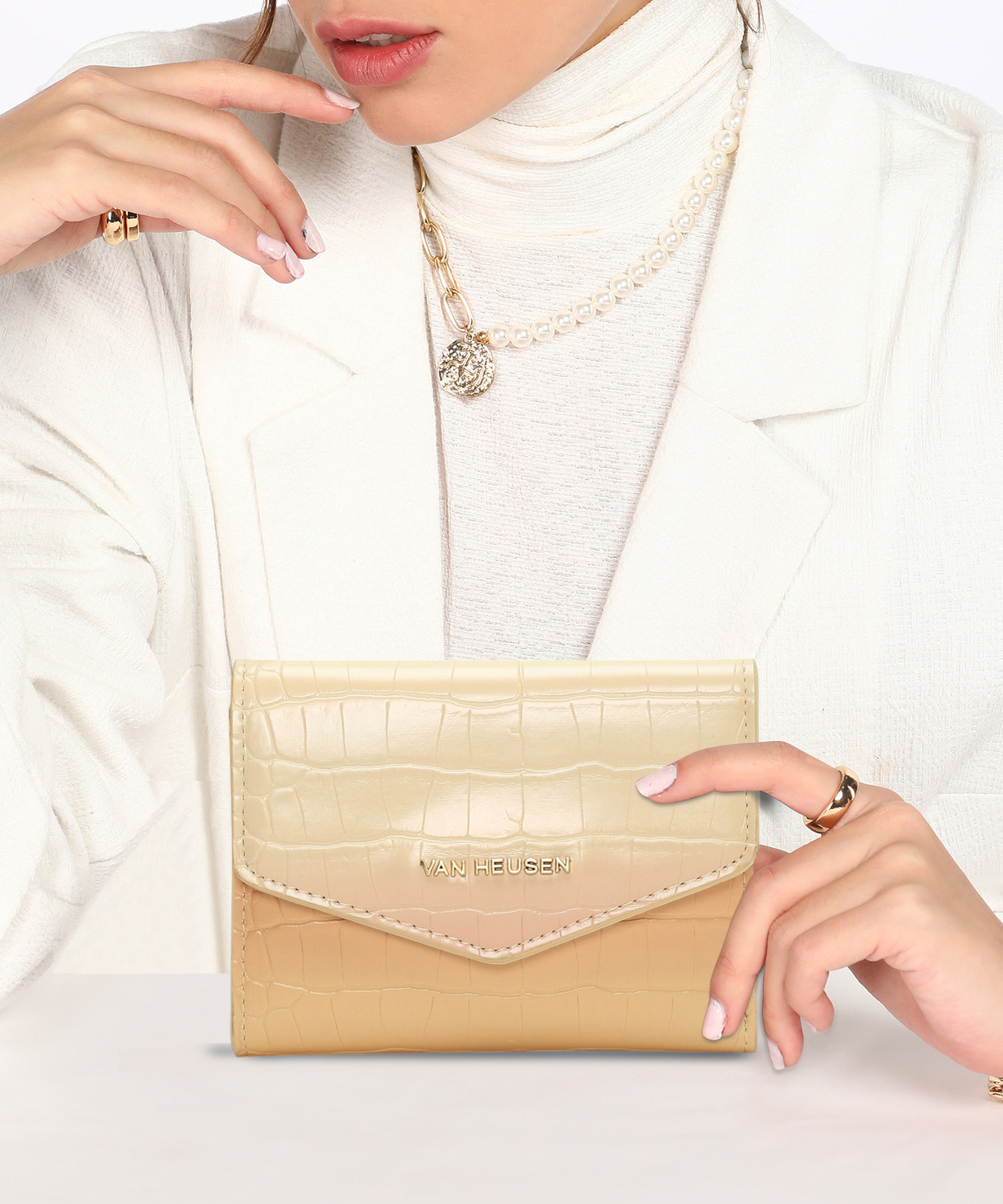 Image of VAN HEUSEN Women Casual Yellow Genuine Leather Wallet