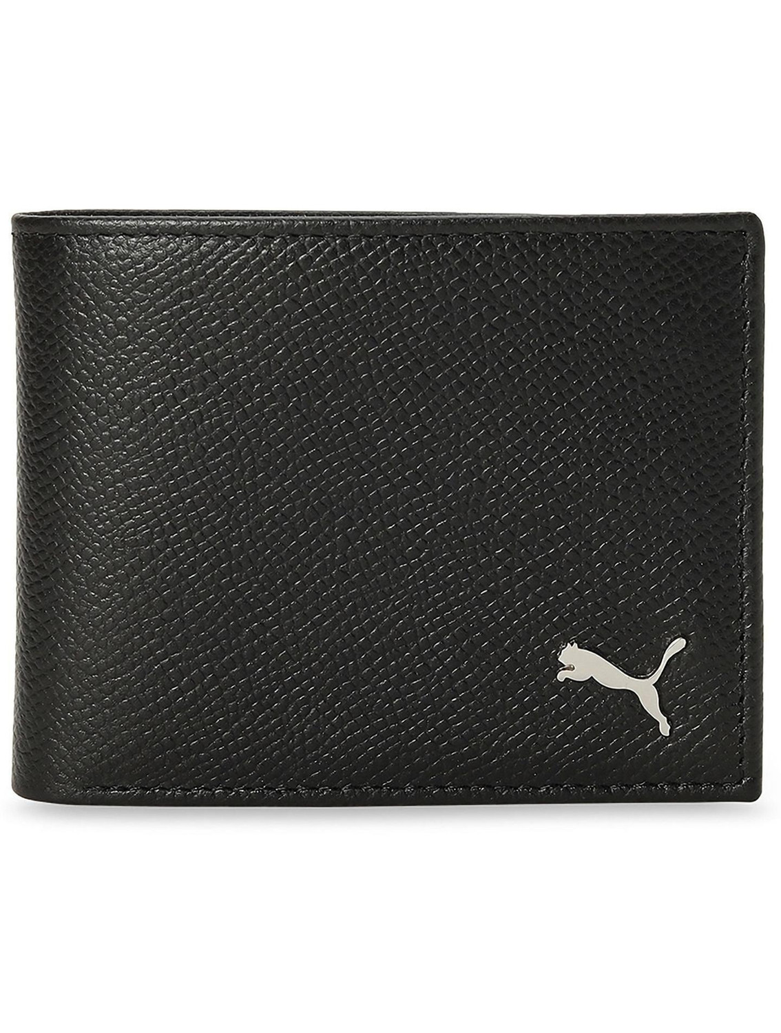 PUMA Men & Women Black Genuine Leather Wallet