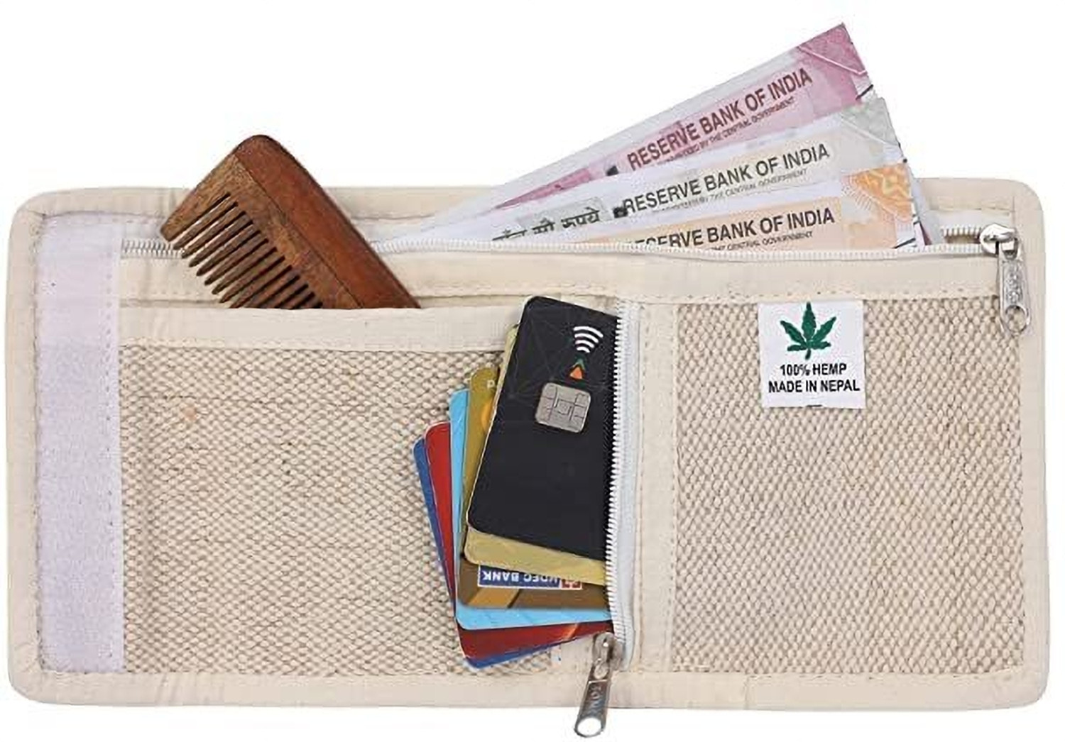 Image of Pure Hemp Men & Women Casual, Travel, Trendy Beige Jute, Fabric Wallet