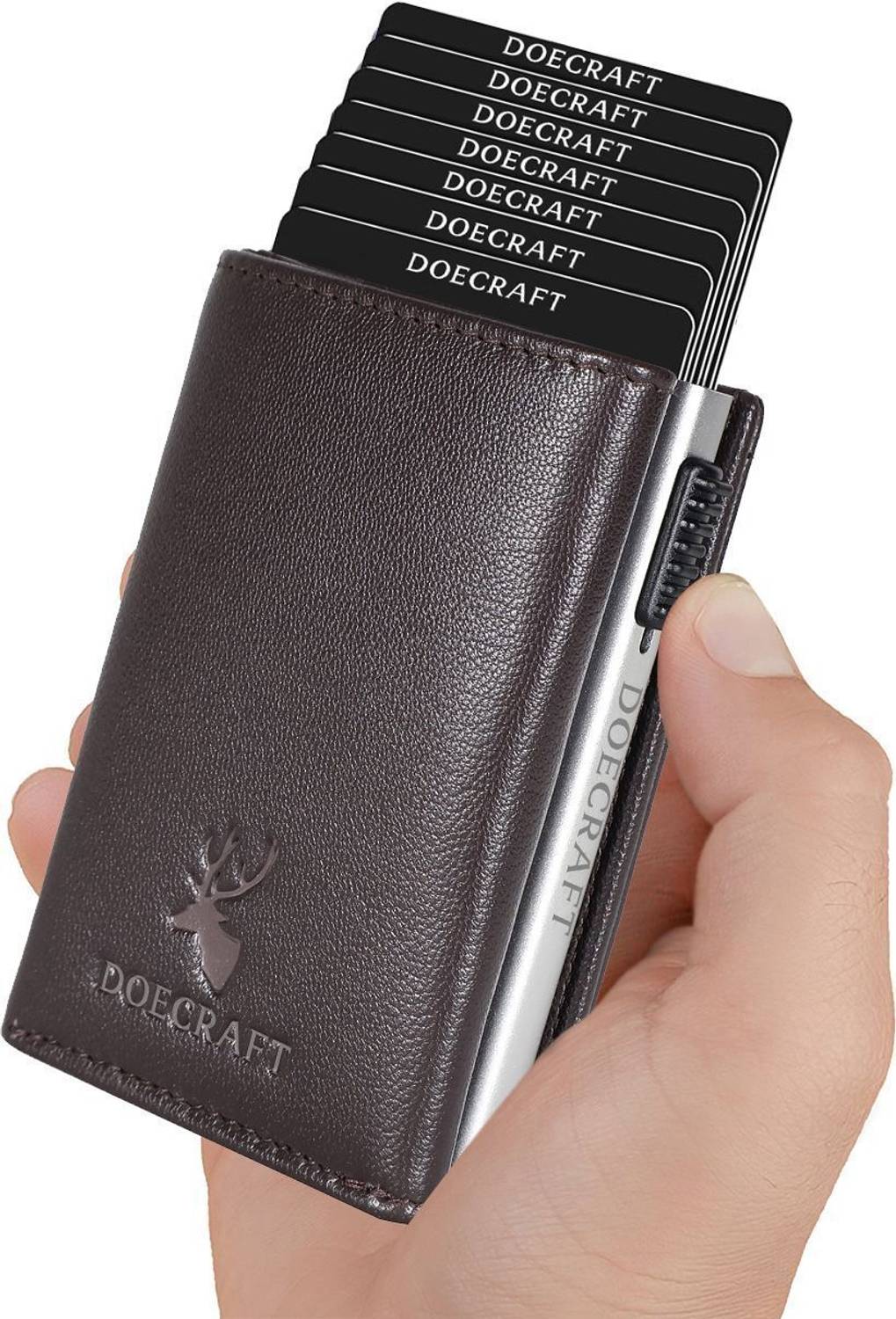 DOECRAFT Men Black Aluminium Leather Wallet - Image 3