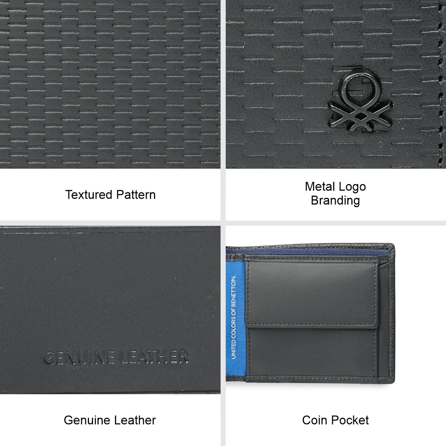 Image of United Colors of Benetton Men Casual, Formal Black Genuine Leather Wallet