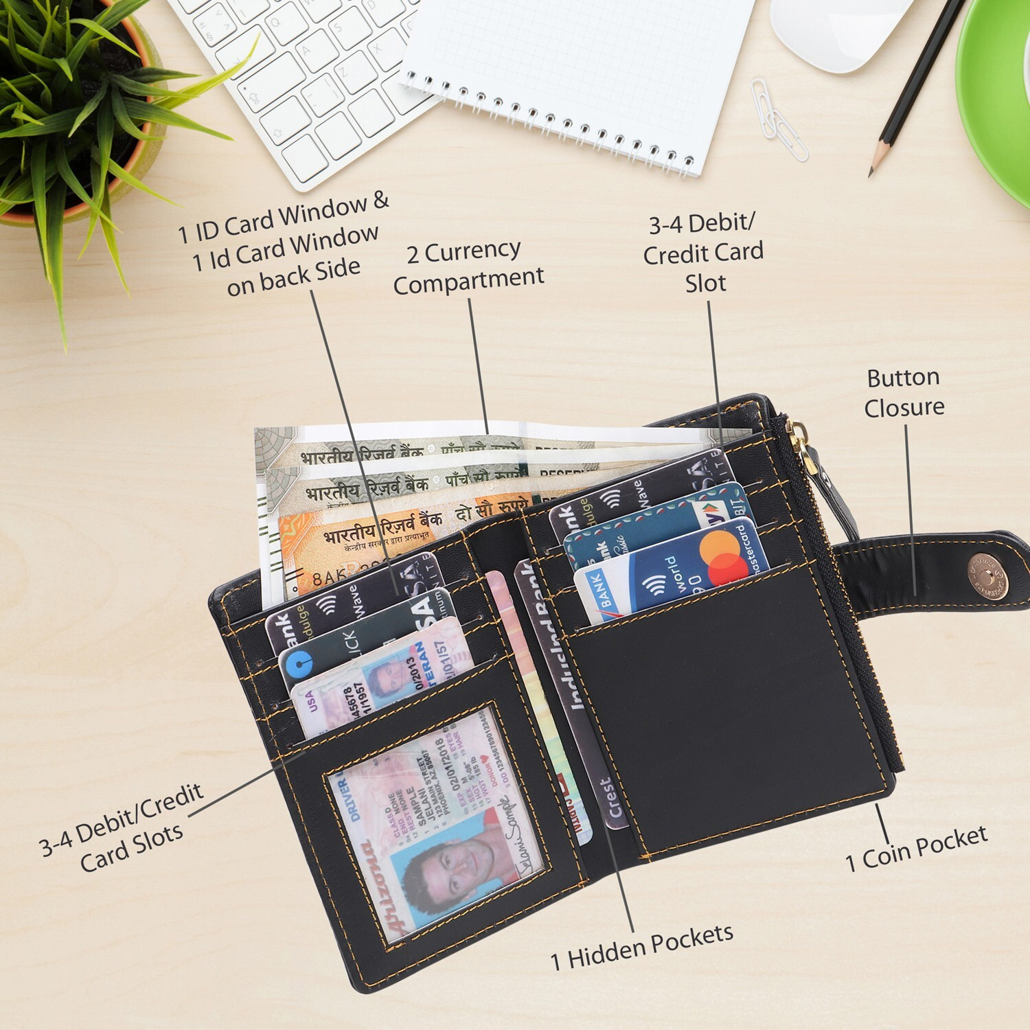 Image of TnW Lifestyle Women Casual Black Artificial Leather Wallet