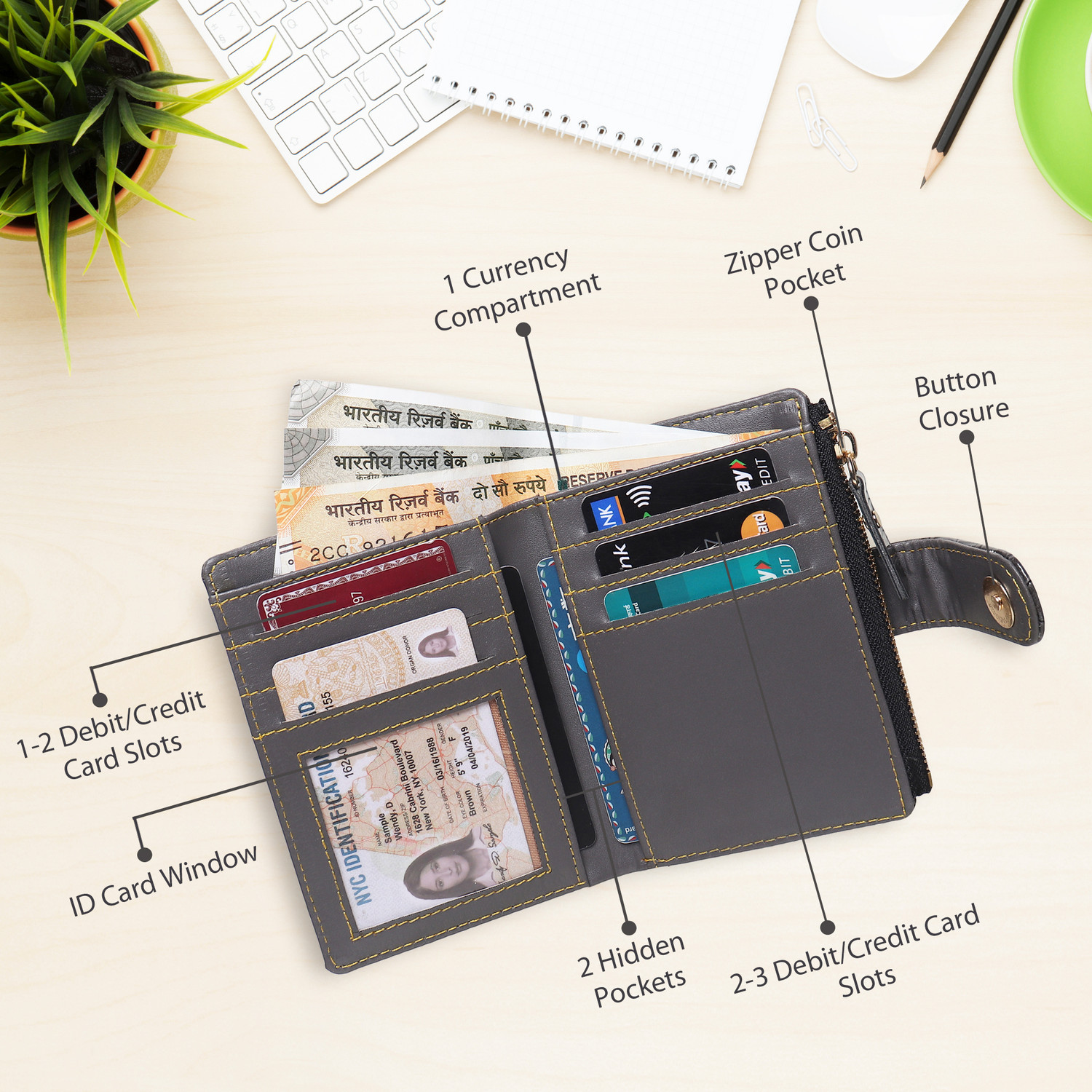 Image of TnW Women Casual Black Artificial Leather Wrist Wallet