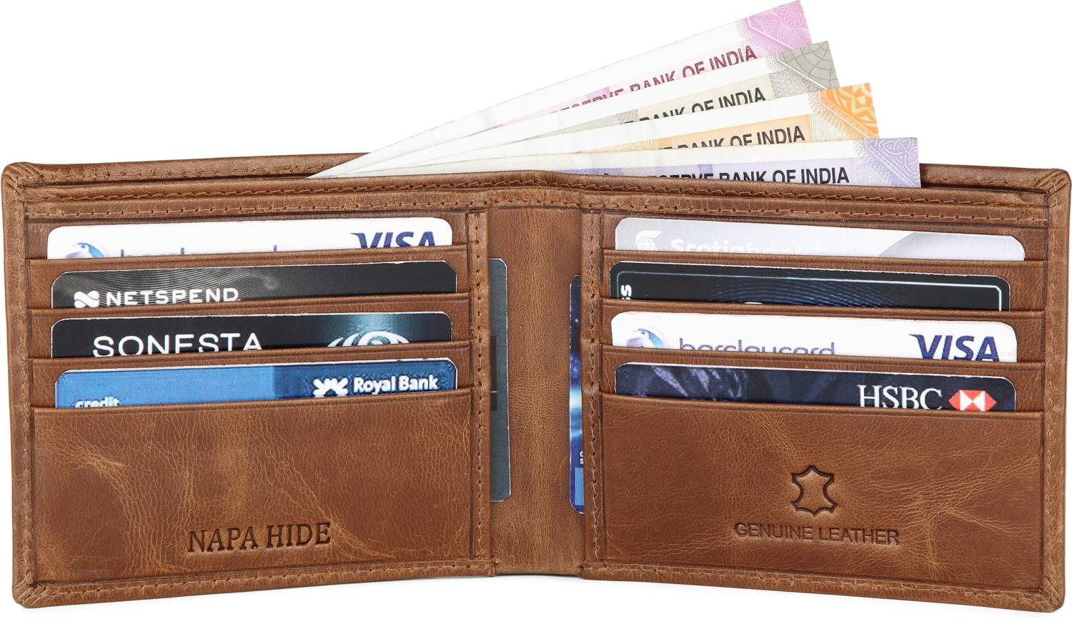 napa hide Men Tan Leather Wallet - Image 3