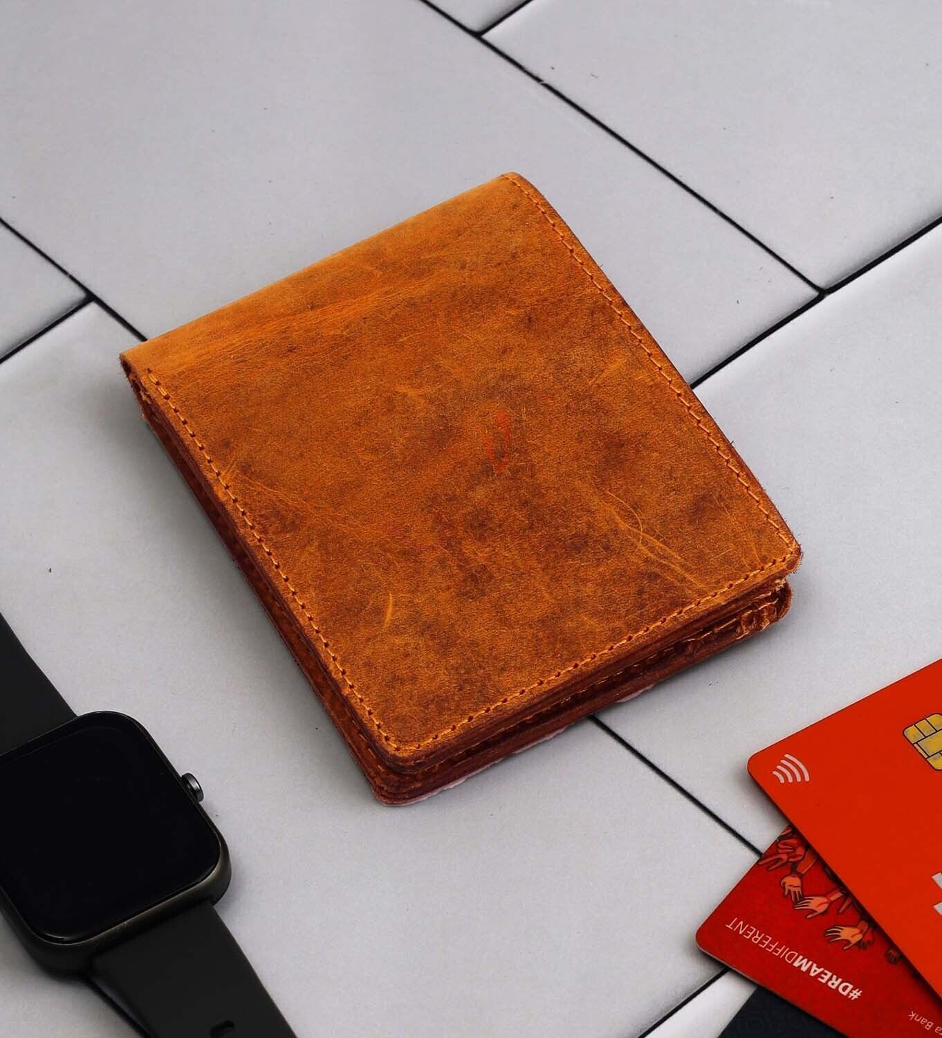 Image of Rustic Craft Men Trendy Brown Genuine Leather Wallet