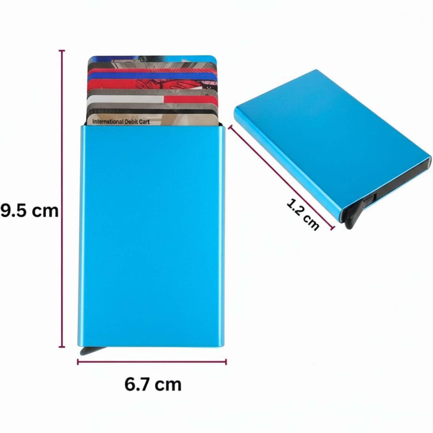 Image of Bracevor Men & Women Trendy Blue Aluminium Card Holder