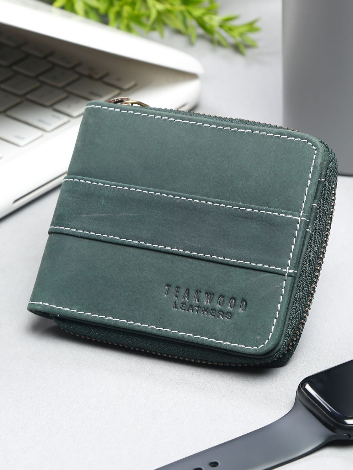 Image of Teakwood Leathers Men Casual Green Genuine Leather Wallet