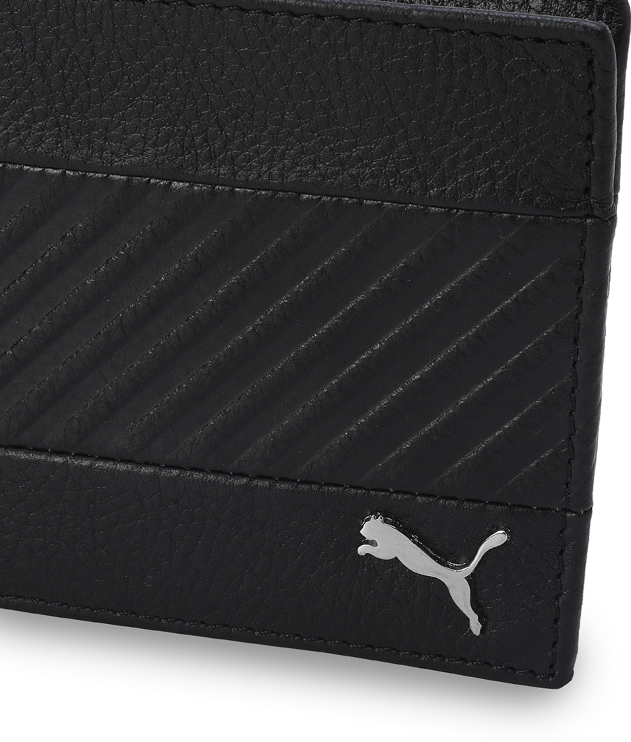 Image of PUMA Men & Women Black Genuine Leather Wallet