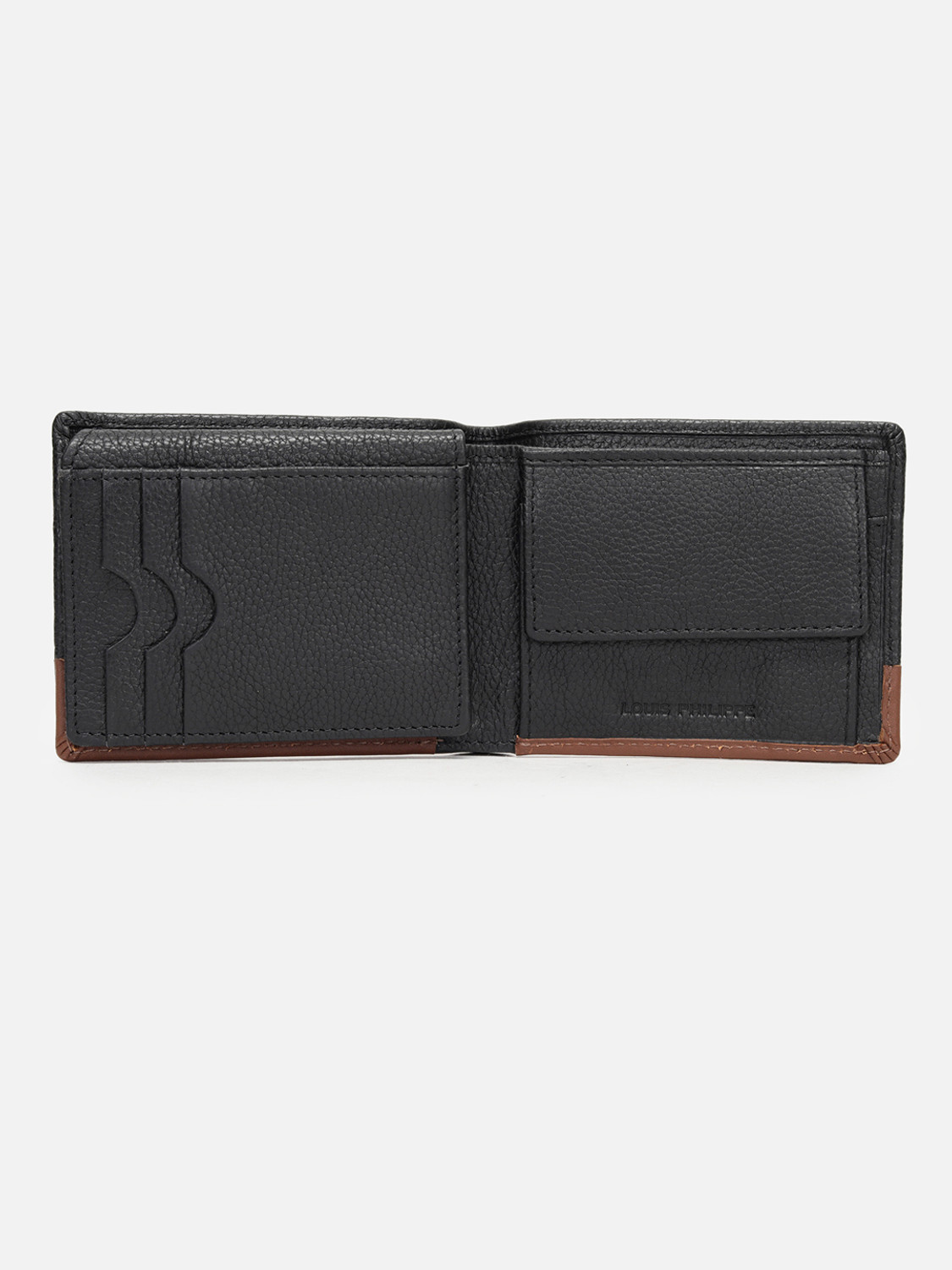 Image of LOUIS PHILIPPE Men Formal, Casual Black, Tan Genuine Leather Wallet
