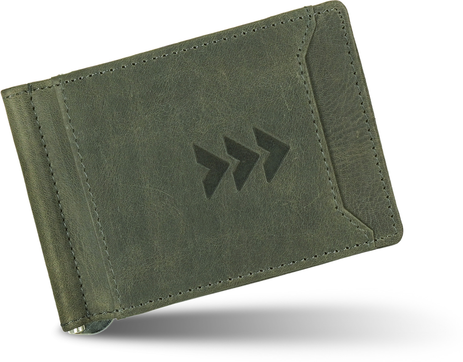 Image of Gilmore Oak Men Travel Green Genuine Leather Money Clip