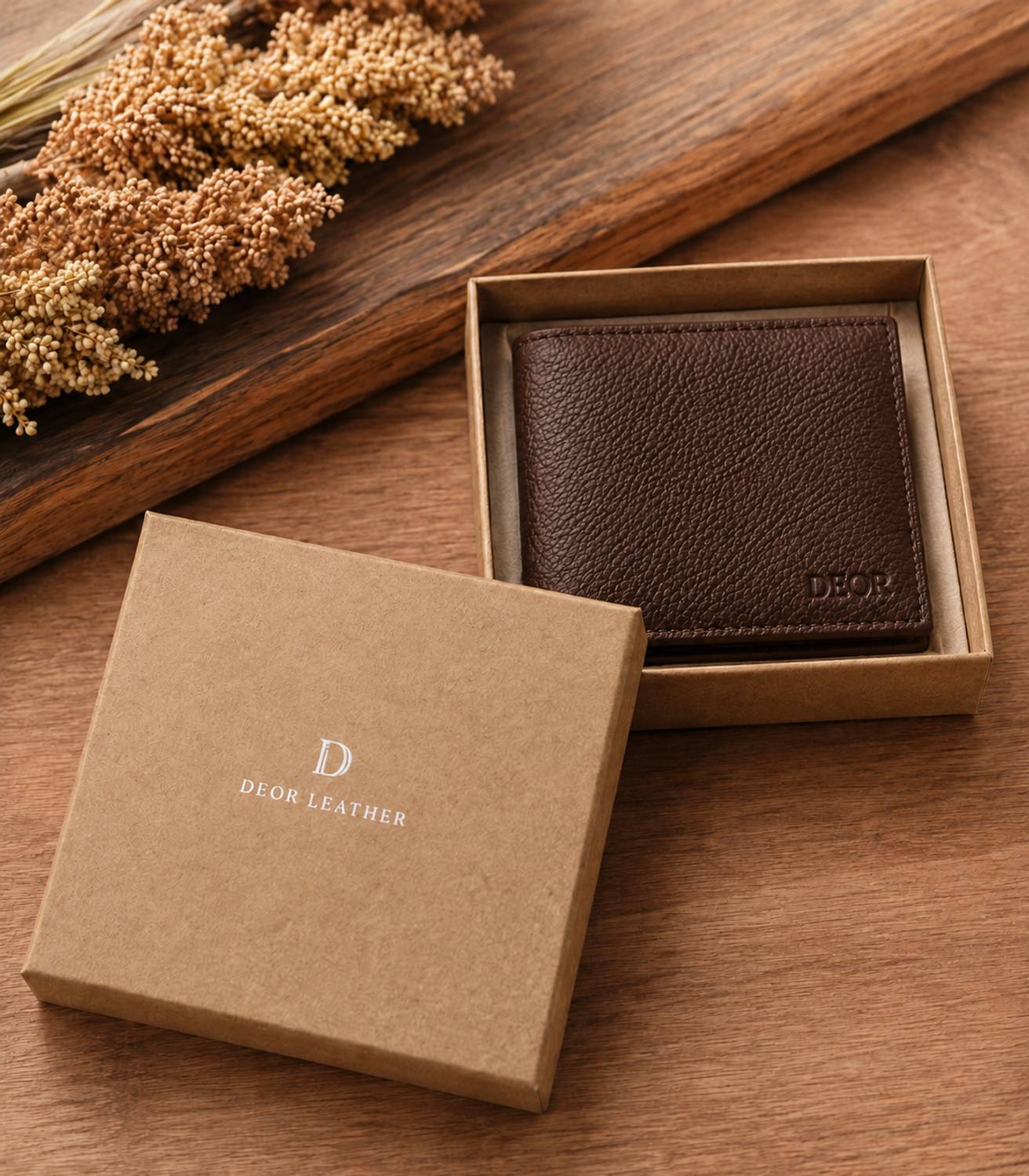 Deor Men Brown Genuine Leather Wallet - Image 1