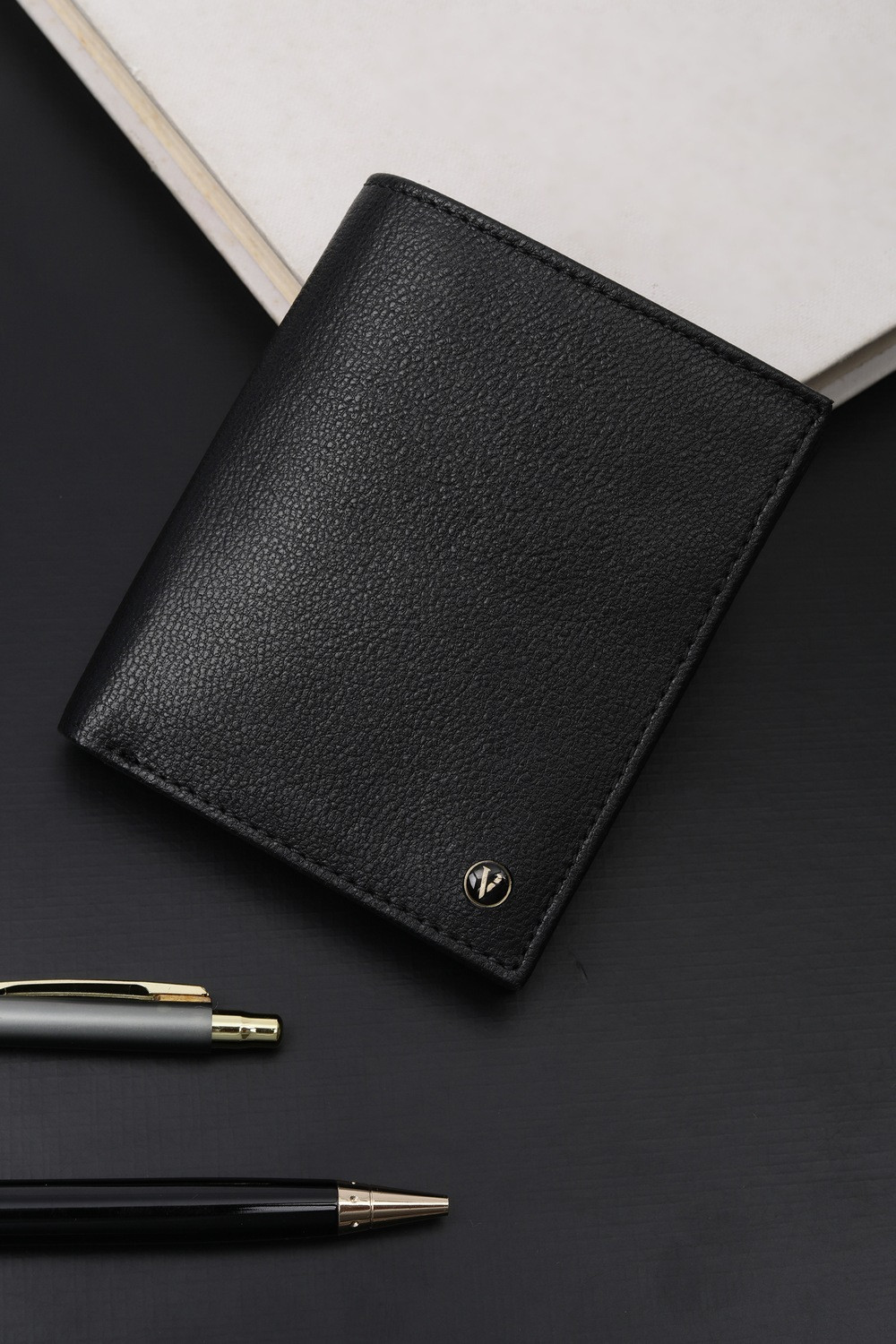 Image of VAN HEUSEN Men Formal Black Genuine Leather Wallet (1 Card Slot)