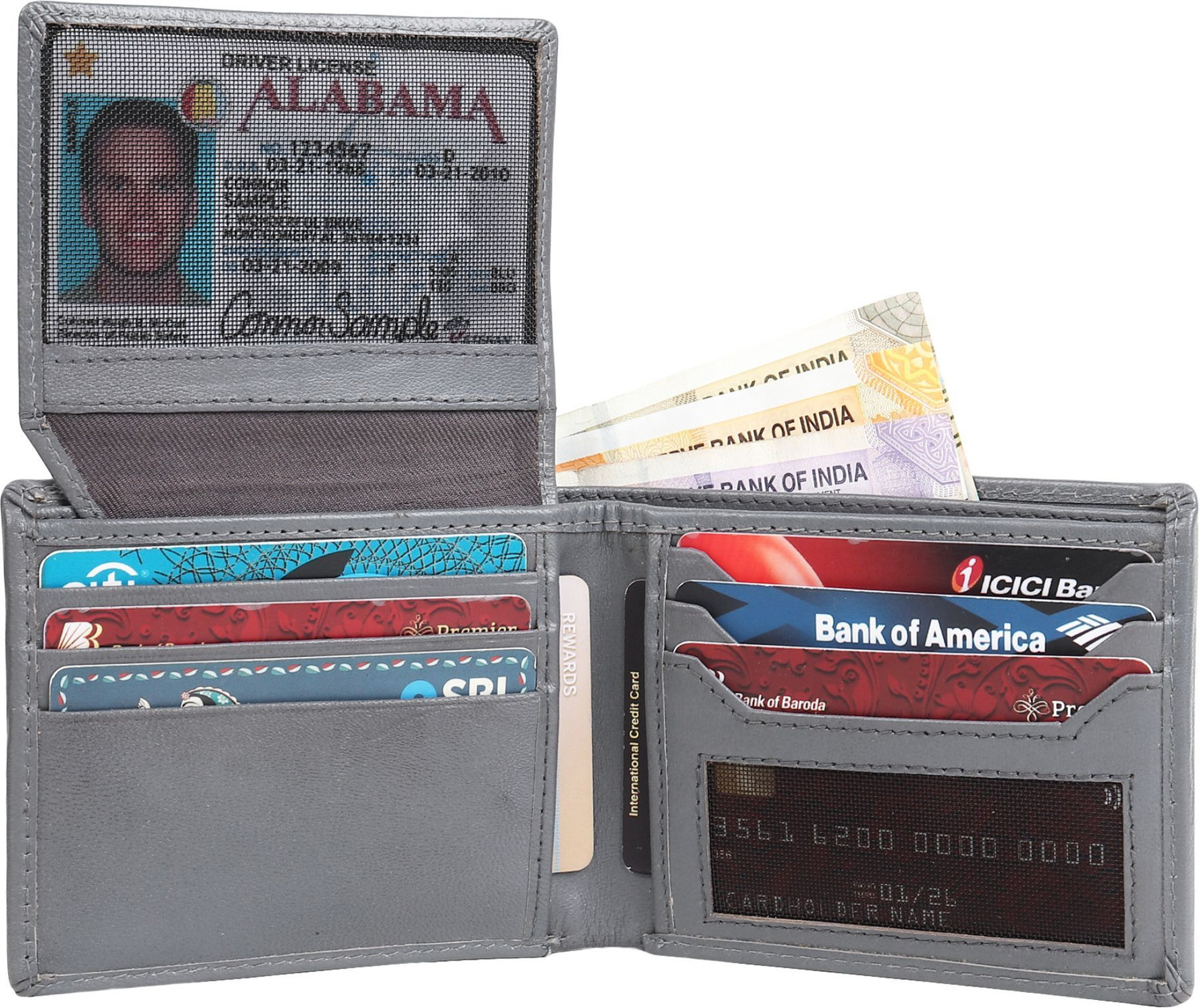 Image of G & H Men Formal, Travel Grey Genuine Leather Wallet