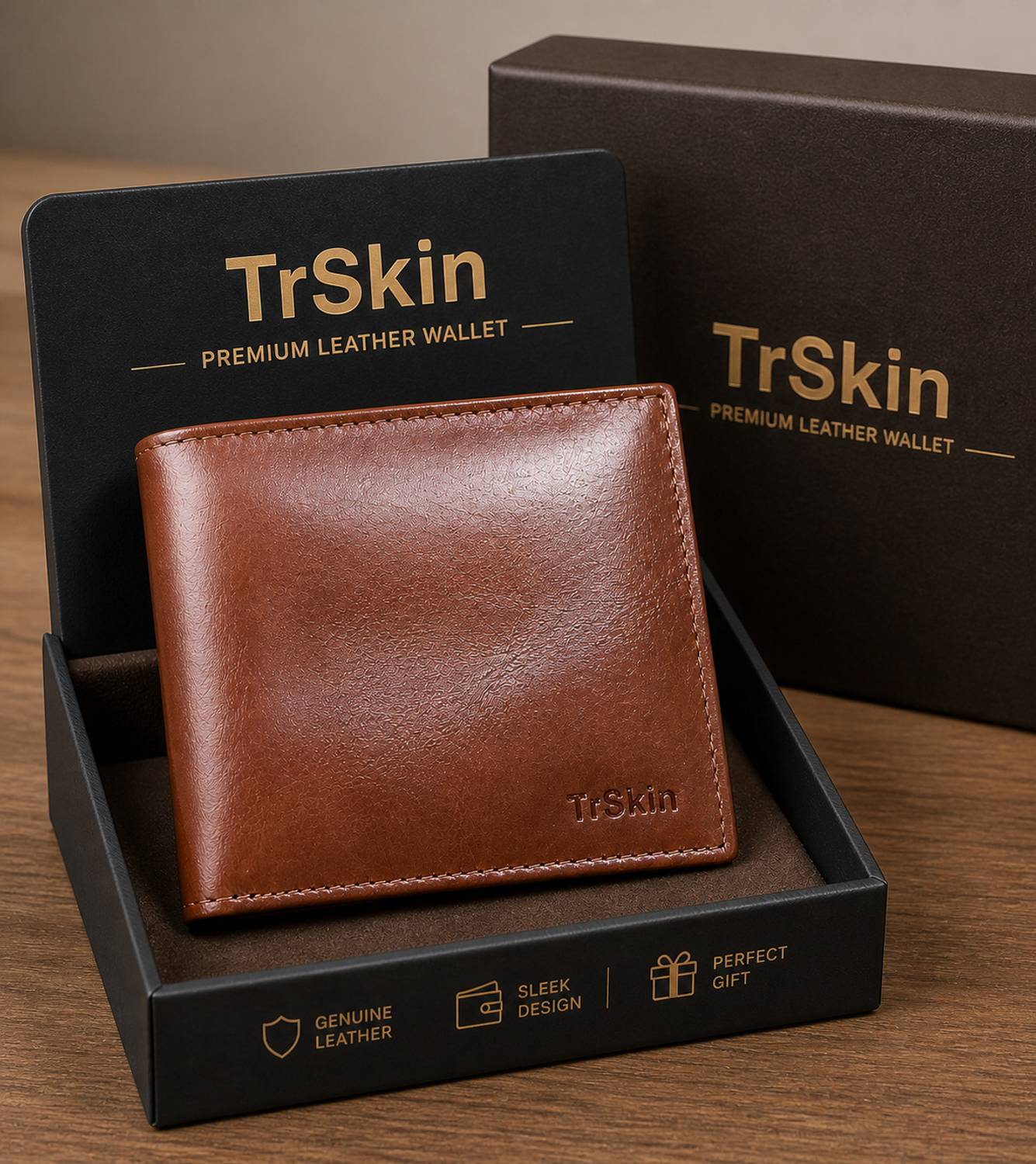 TrSkin Men Brown Genuine Leather Wallet - Image 1
