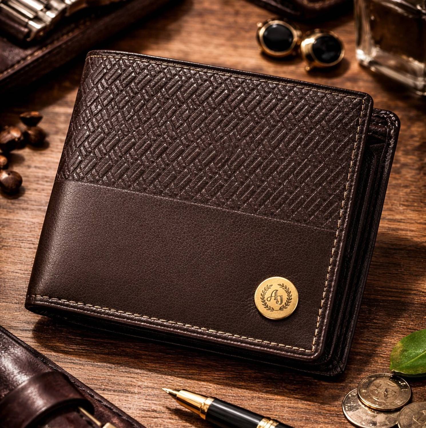 AJANTA Men Evening/Party, Formal, Ethnic Brown Genuine Leather Wallet