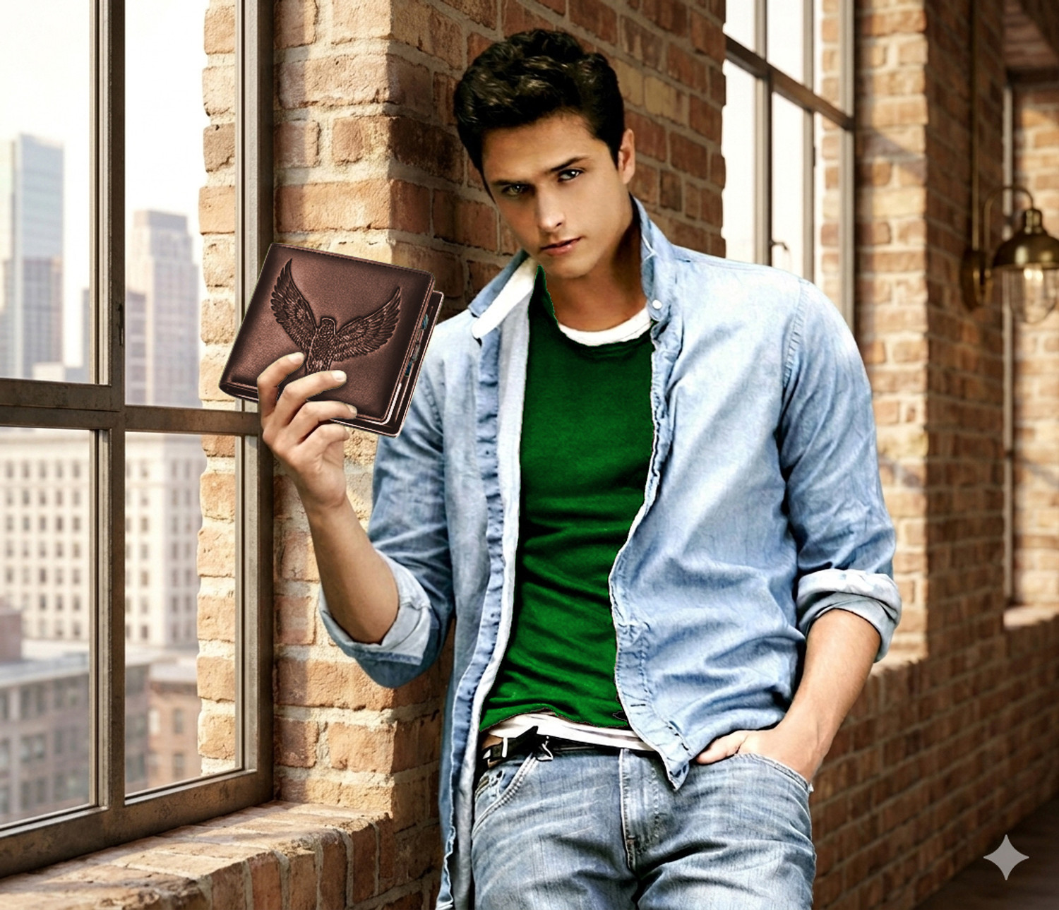 Image of Hide strong Men Casual, Formal Brown Genuine Leather RFID Wallet (6 Card Slots)