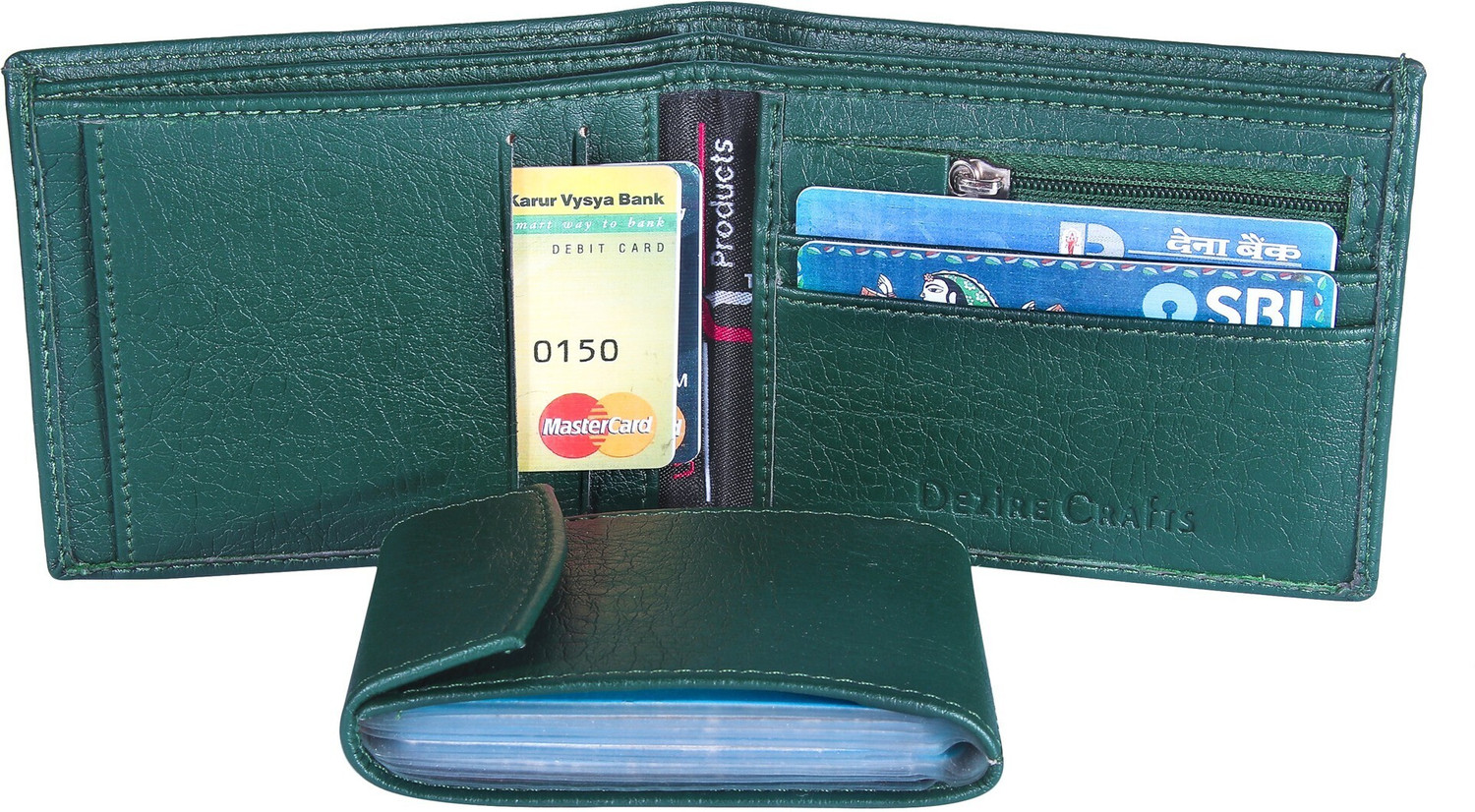 Image of DEZiRE CRAfTS Men Trendy, Travel, Evening /Party, Formal, Casual, Ethnic Green Artificial Leather Wallet - Regular Size (12 Card Slots)