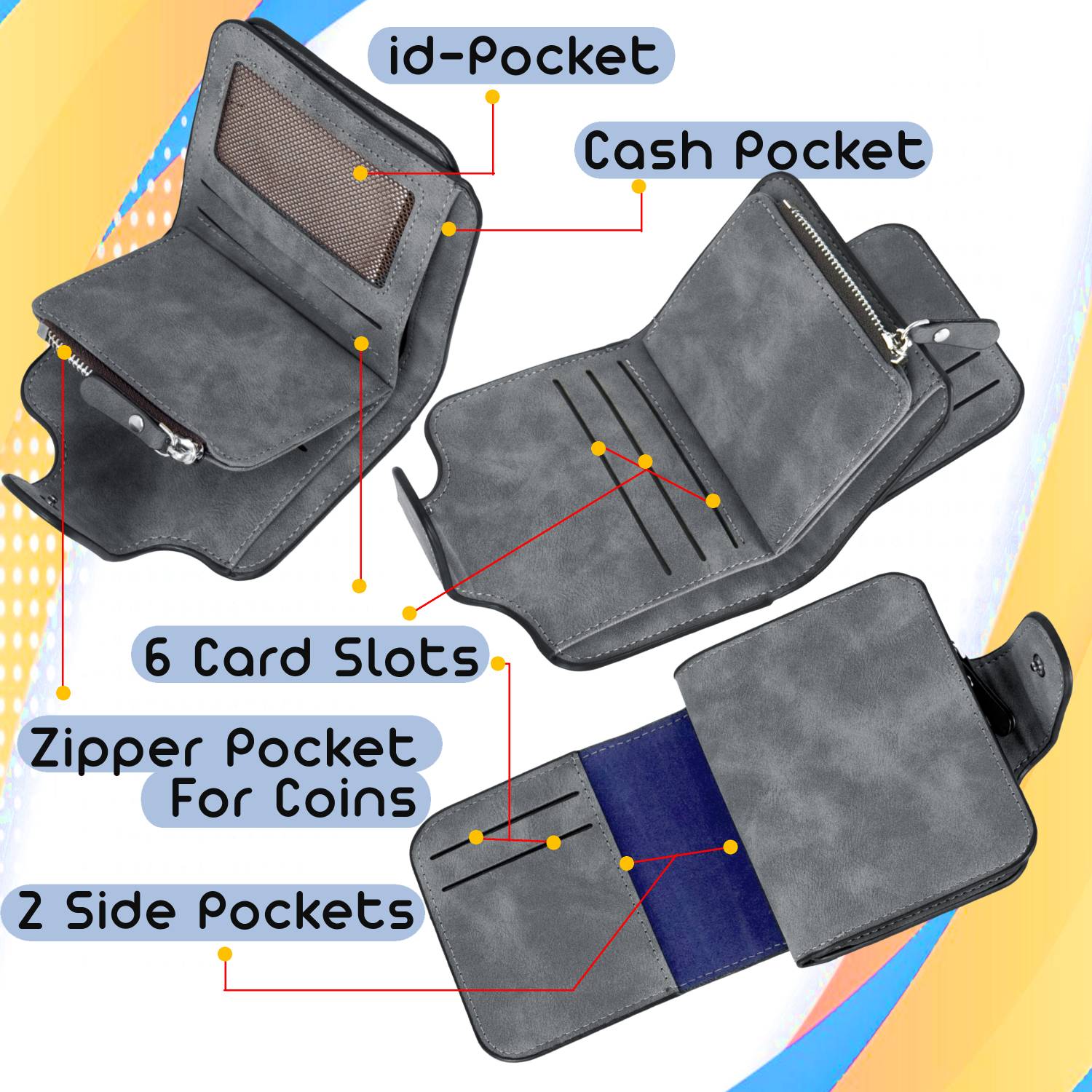 STORITE Grey Artificial Leather Wallet - Image 3