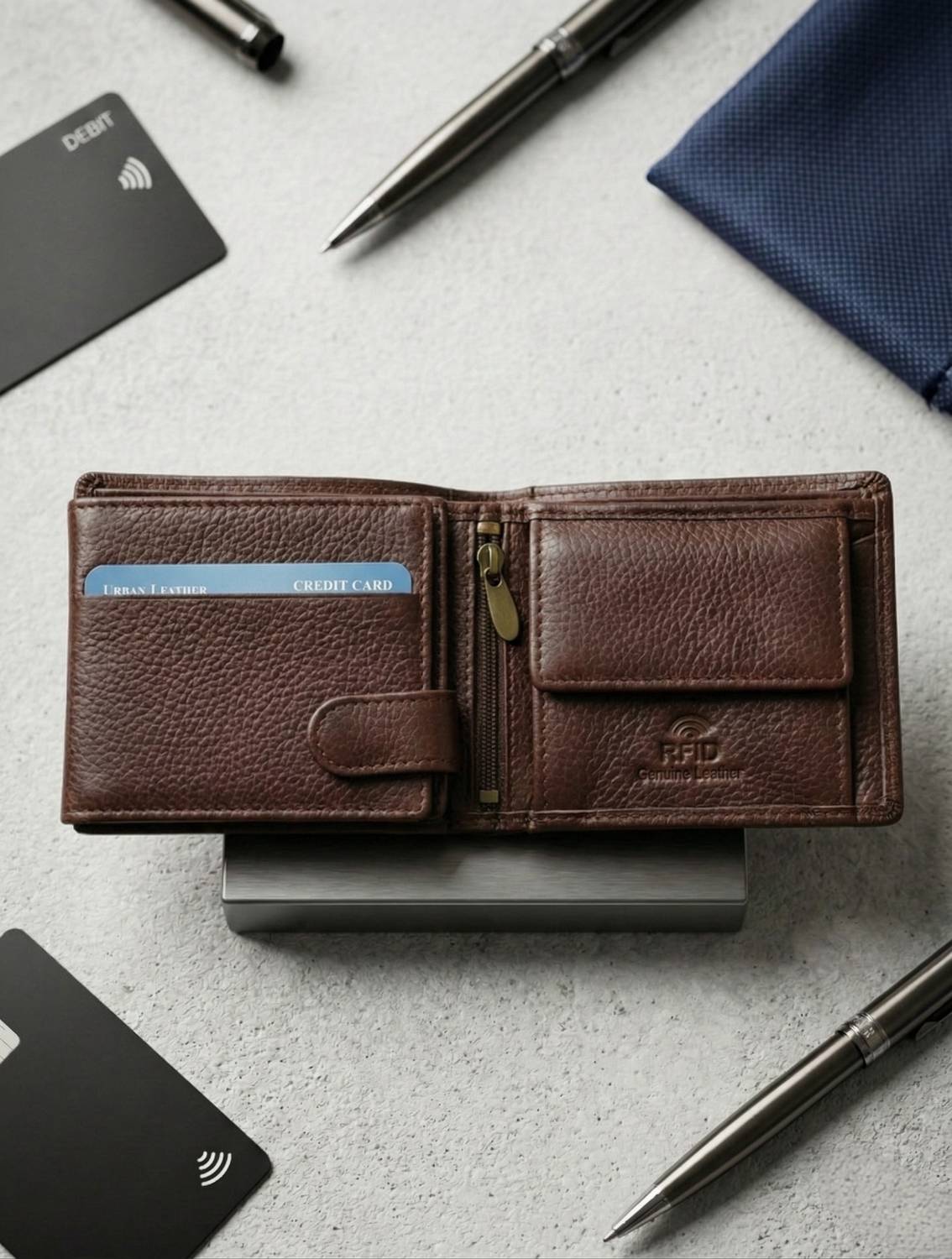 URBAN Men's Brown Genuine Leather Wallet - Image 3