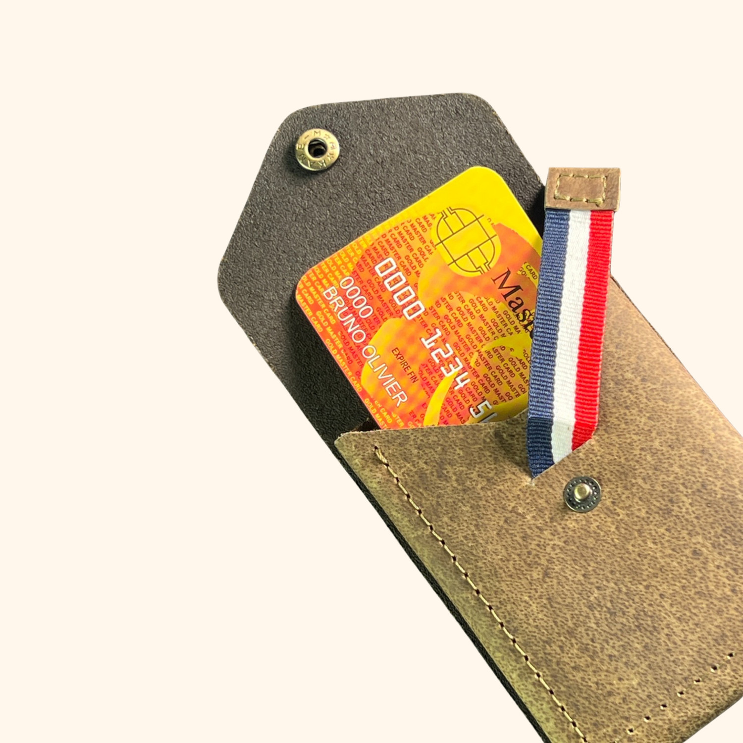 Image of WILDMAN Men & Women Casual Khaki Genuine Leather Wallet