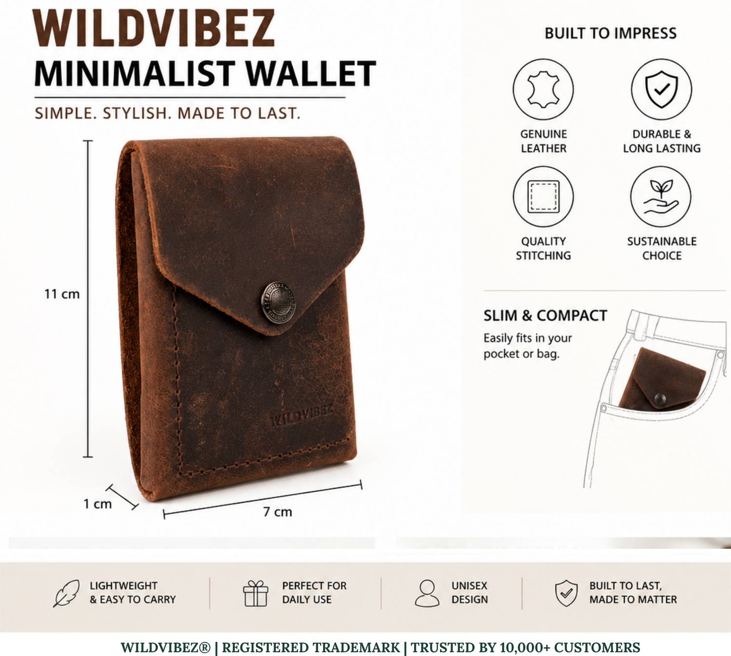 WILDVIBEZ Brown Leather Wallet - Image 3