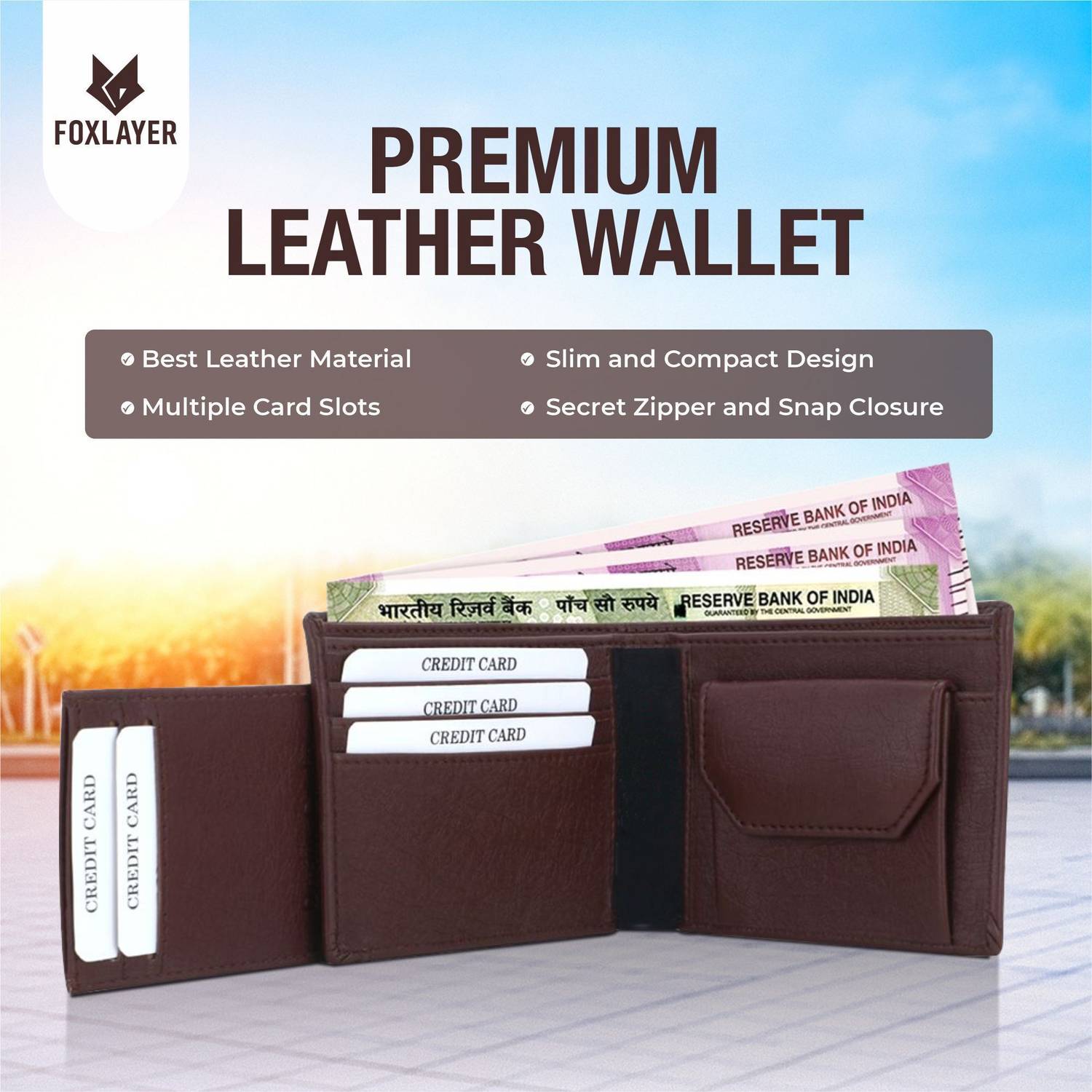 Foxlayer Men Brown Leather Wallet - Image 2