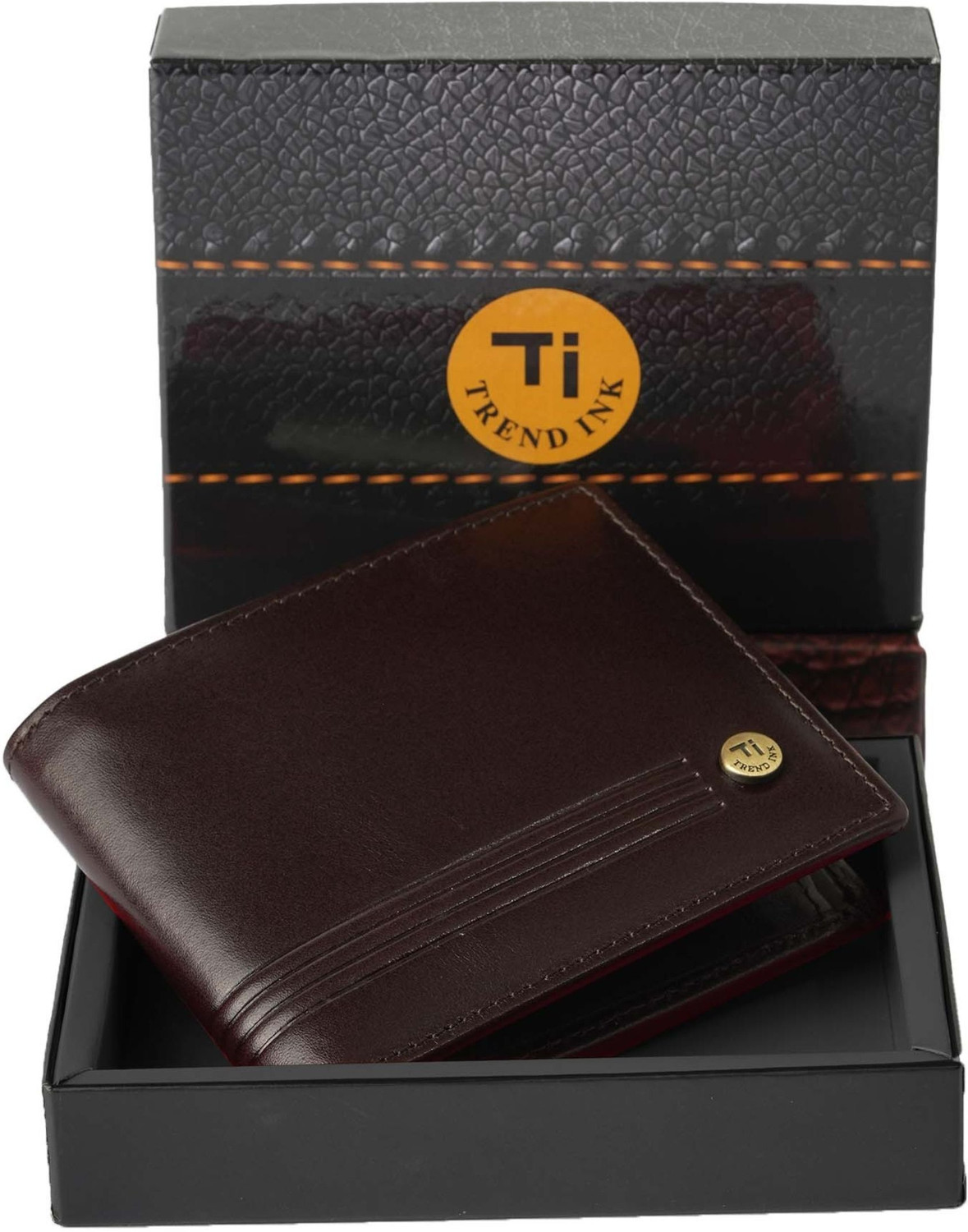 Image of TrendInks Men Casual, Ethnic, Evening /Party, Formal, Travel, Trendy Brown Genuine Leather Wallet