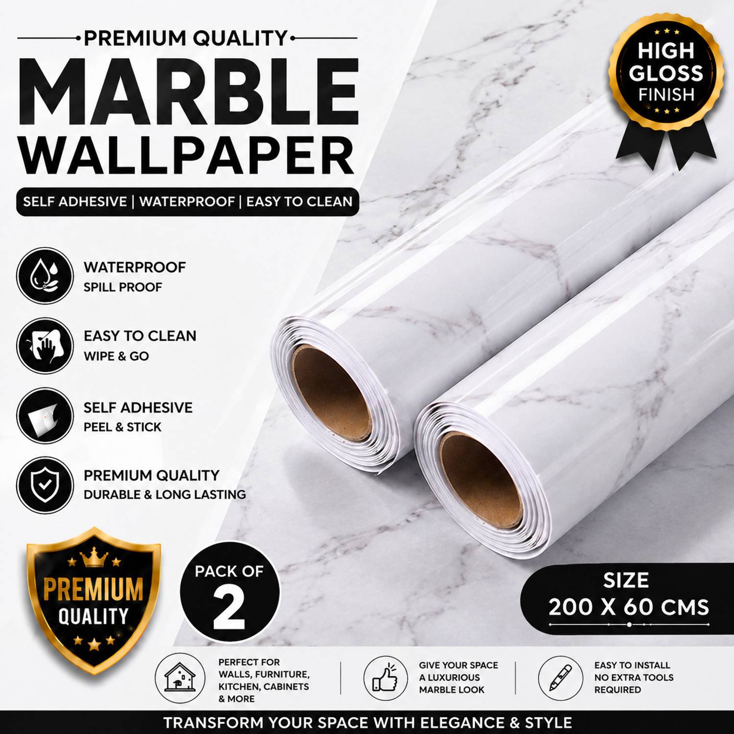 AMBDDED 200 cm Self Adhesive regular sticker Self Adhesive Sticker