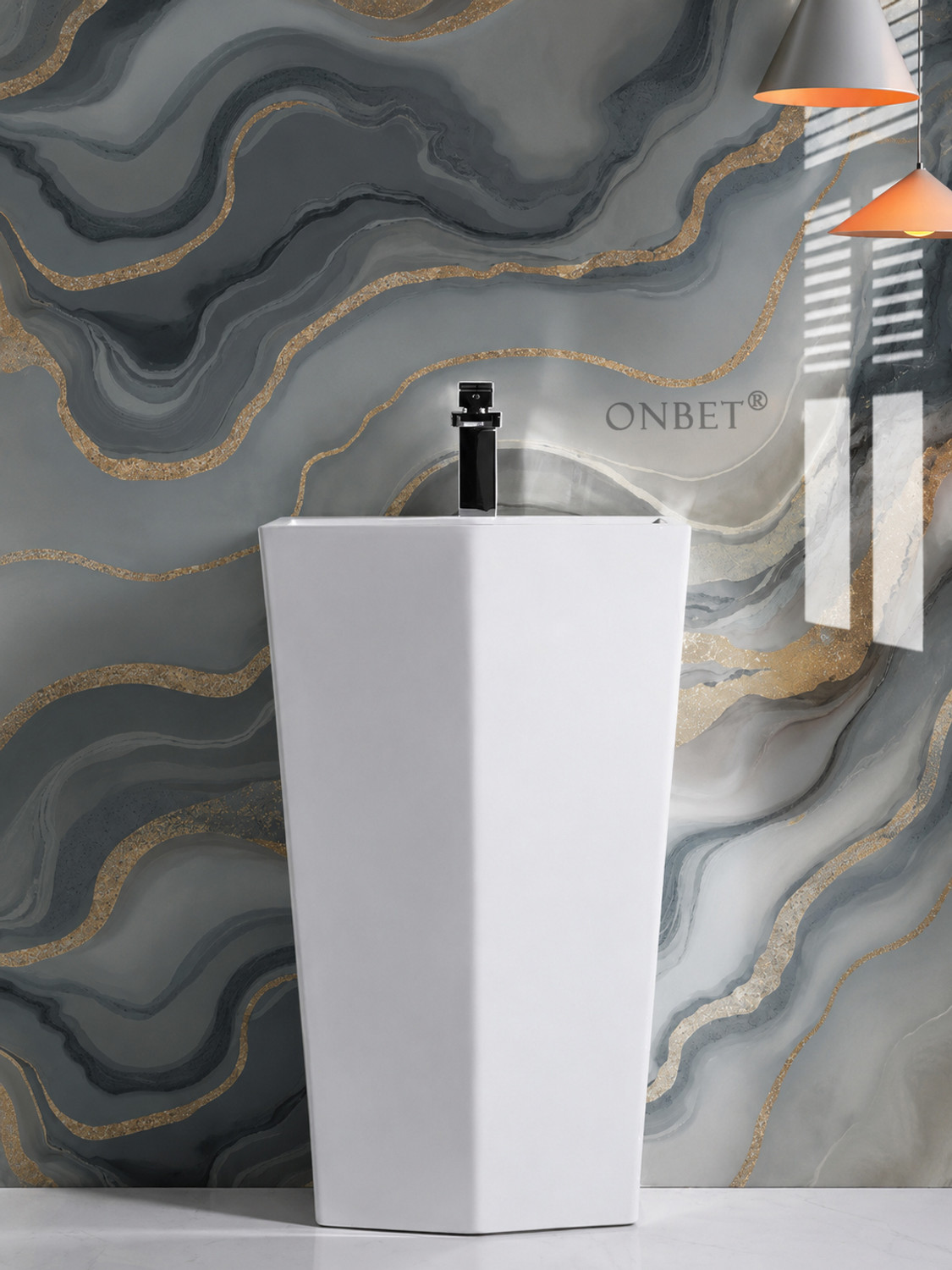 Image of Onbet 200 cm Self Adhesive Glossy Marble Foil Waterproof Sticker For Kitchen And Home Self Adhesive Sticker