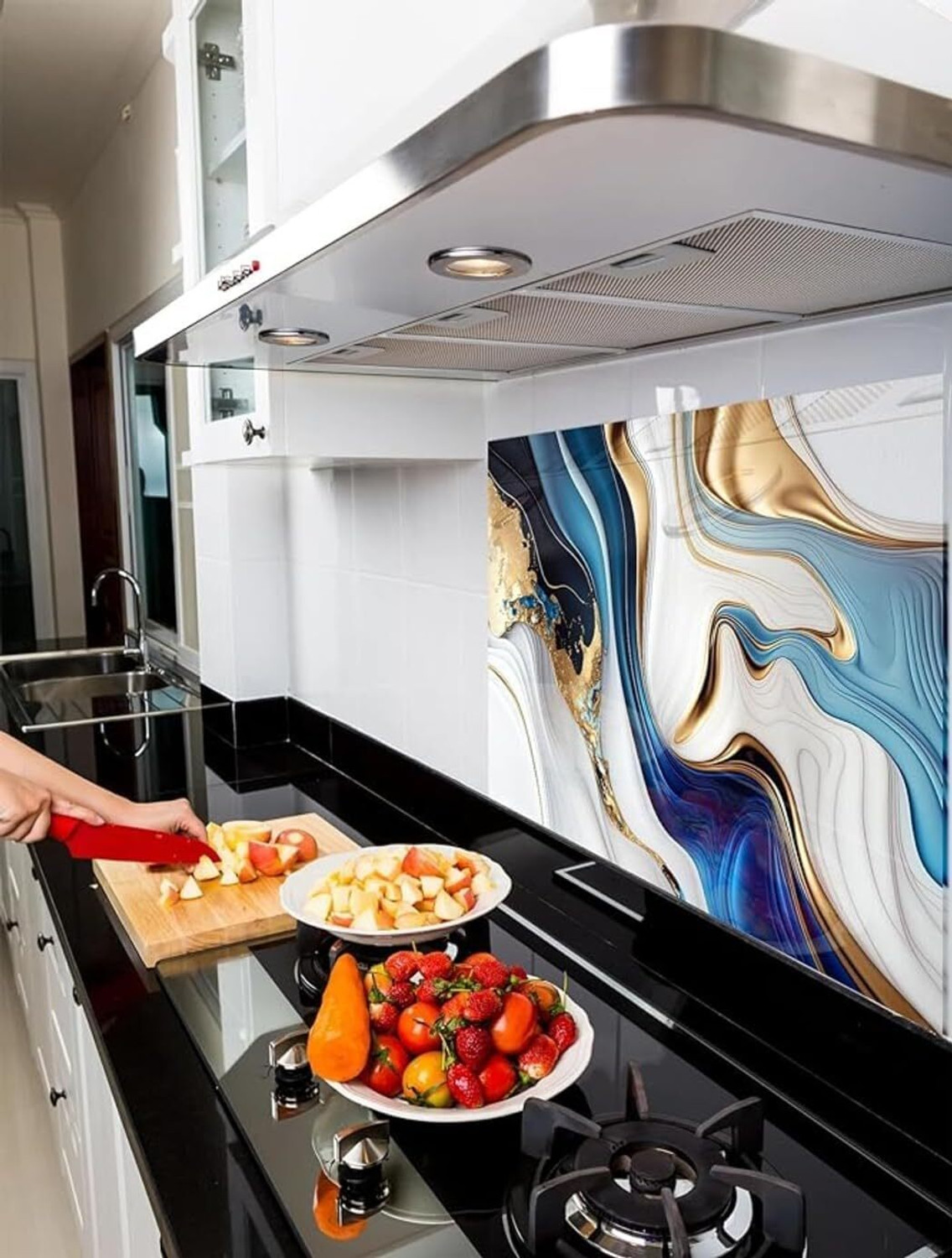 Image of SIRTERIQ 200 cm Self-Adhesive Removable Shining Oil Proof & Waterproof Kitchen Marble Sticker Self Adhesive Sticker