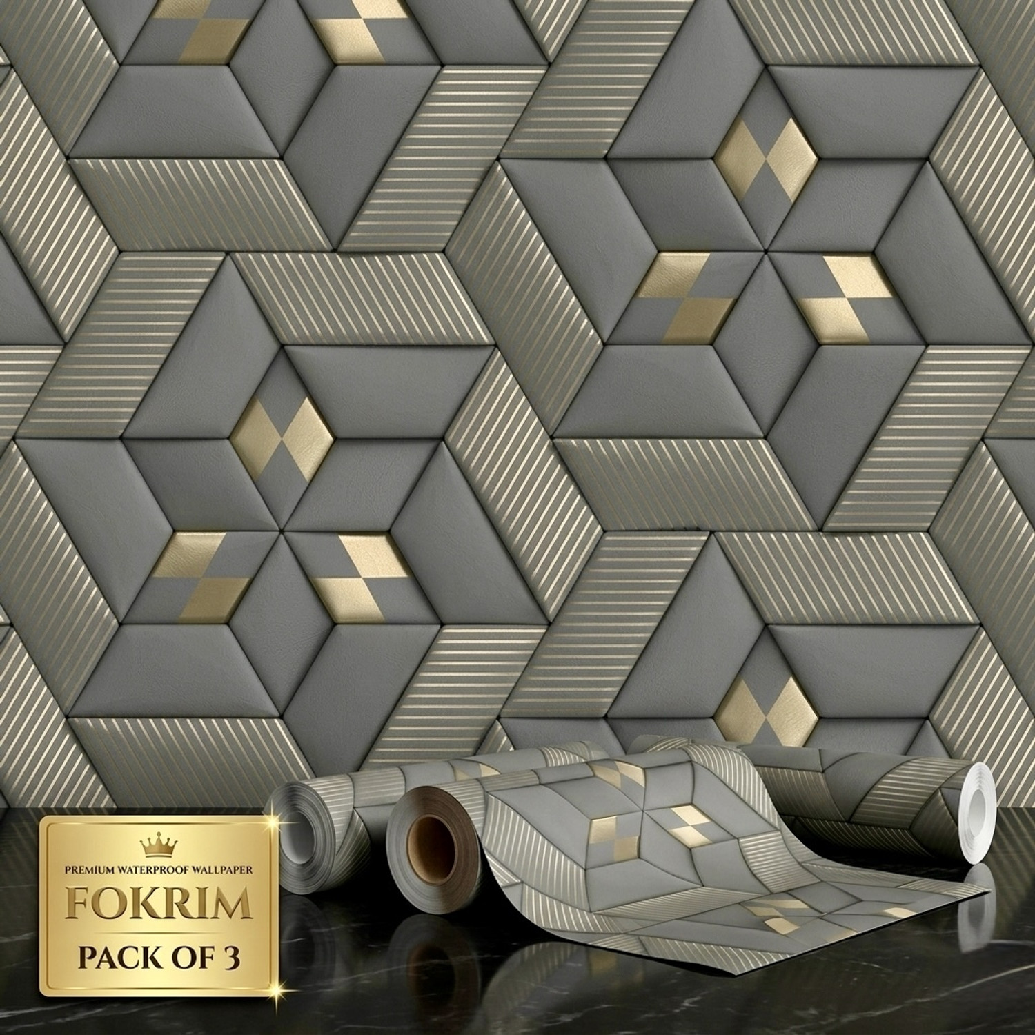 Image of FOKRIM 300 cm x 45 cm Waterproof Decorative Vinyl Wallpaper