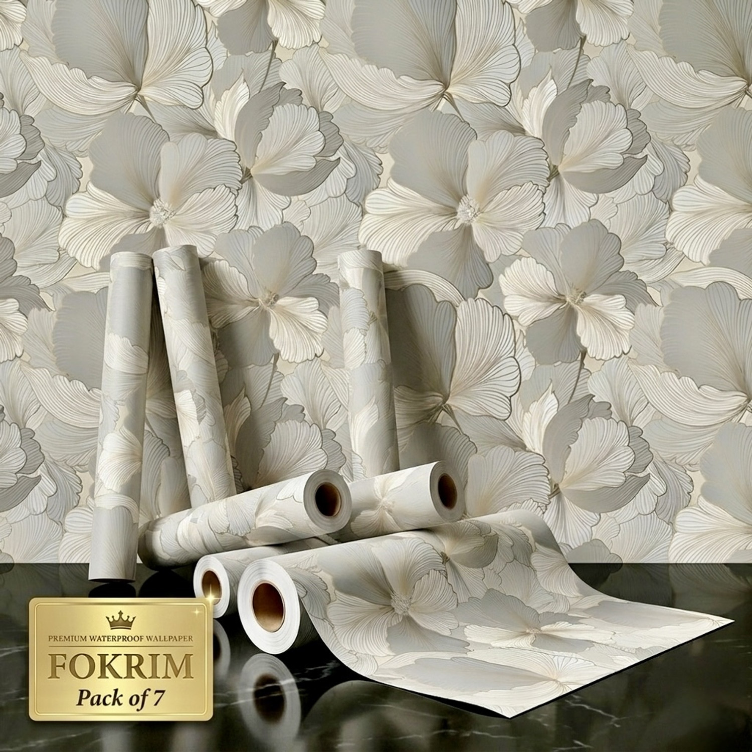 Image of FOKRIM 300 cm x 45 cm Waterproof Floral & Botanical Vinyl Wallpaper