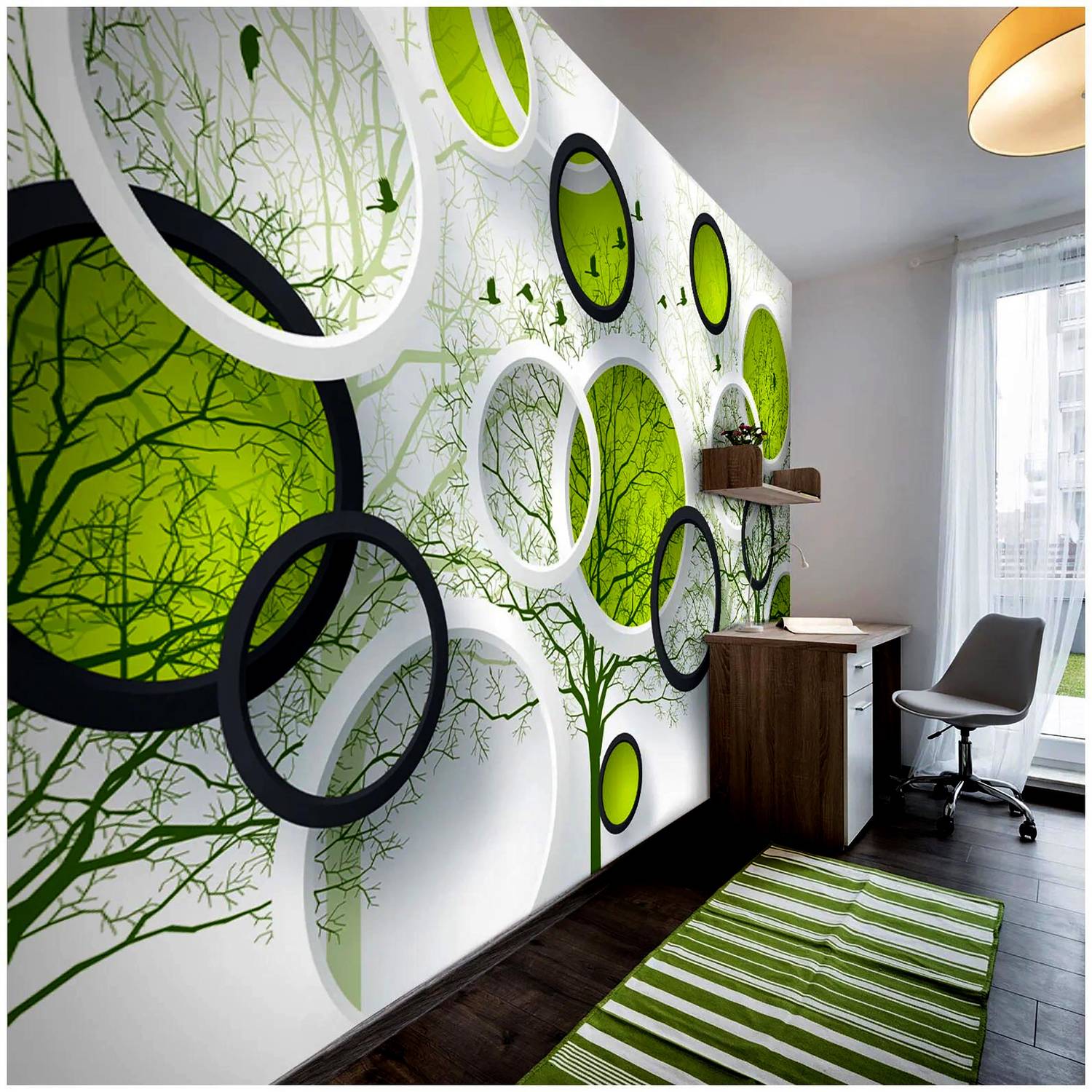 AMBEY DECOR 127 cm x 40 cm Waterproof Floral & Botanical Vinyl Wallpaper