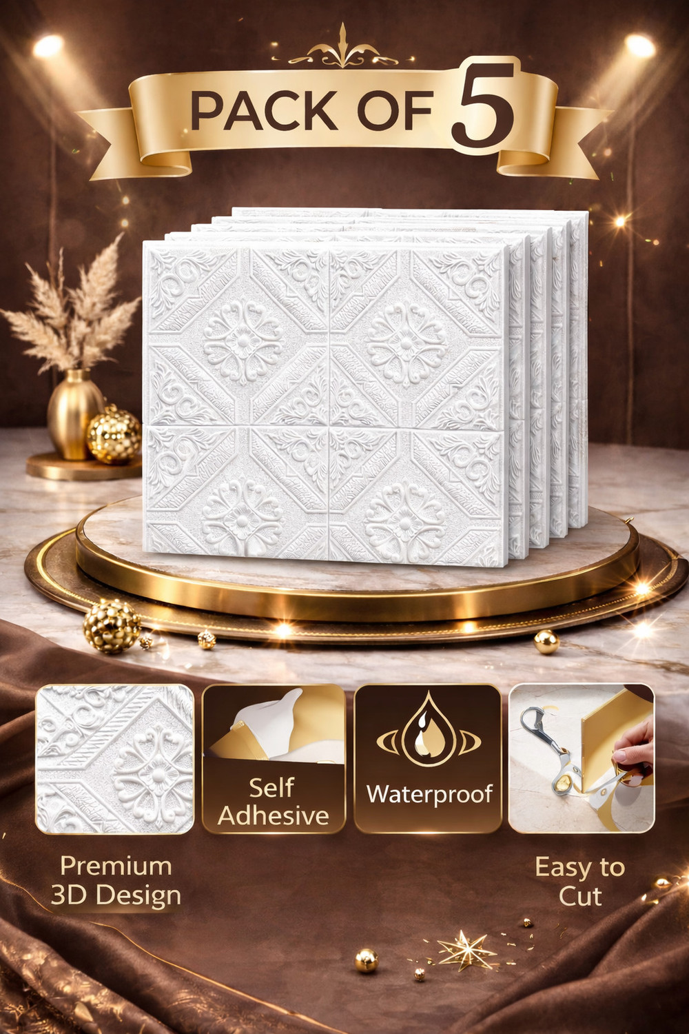Image of Dec Kitchenpro 70 cm x 70 cm Waterproof Decorative Embossed Wallpaper