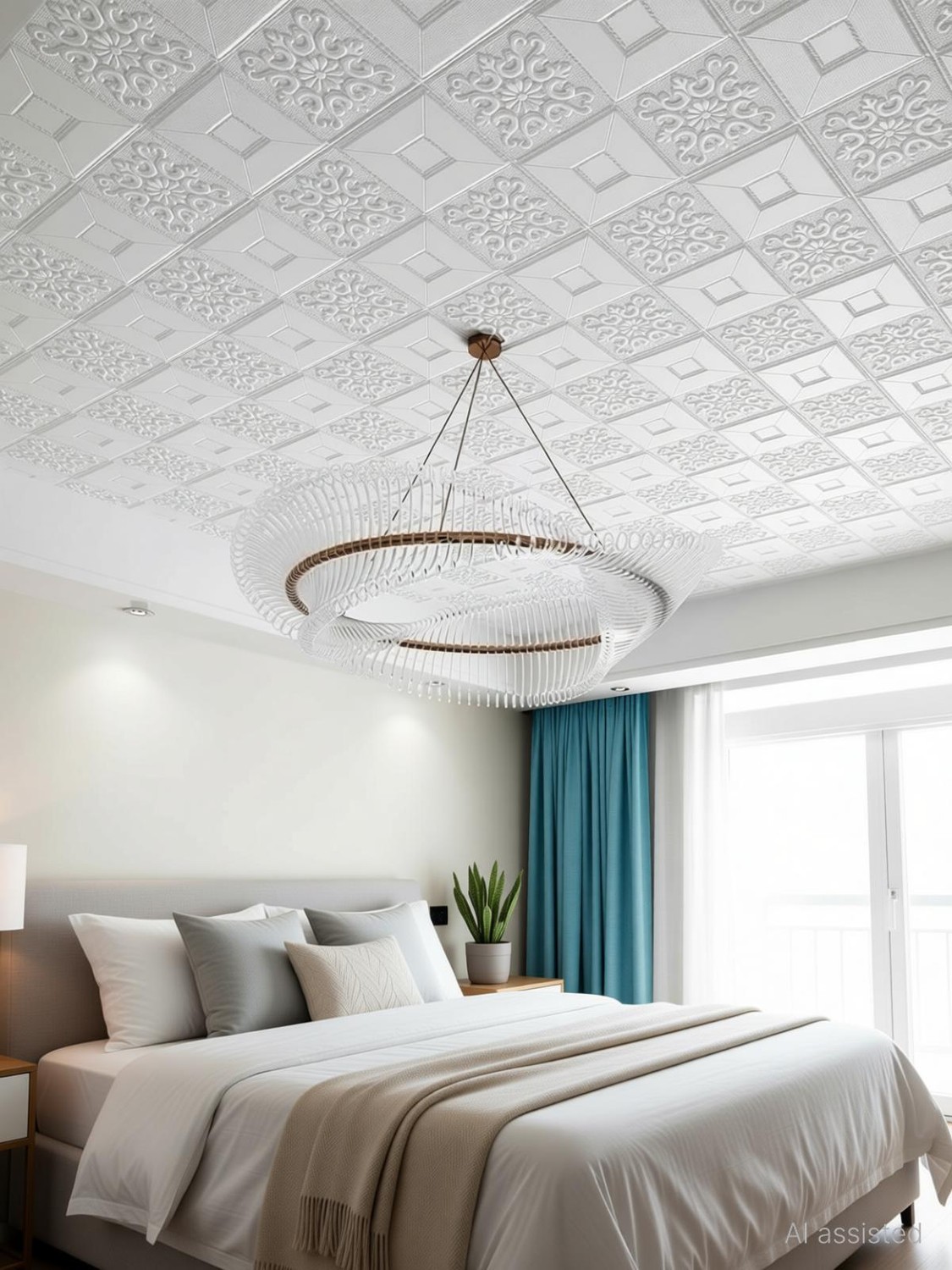 Image of Onbet 70 cm 3D Decorative Foam White With Wallpaper (70X70 CM) Self Adhesive Sticker