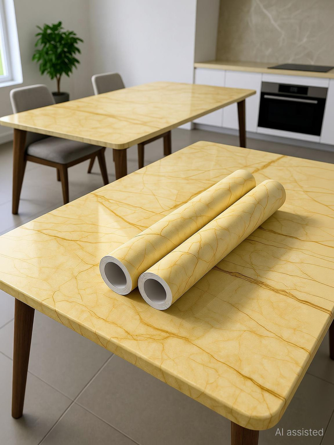Image of voltify 200 cm Waterproof Wall Sticker For Kitchen & Home Decor - Glossy Marble Pattern Self Adhesive Sticker