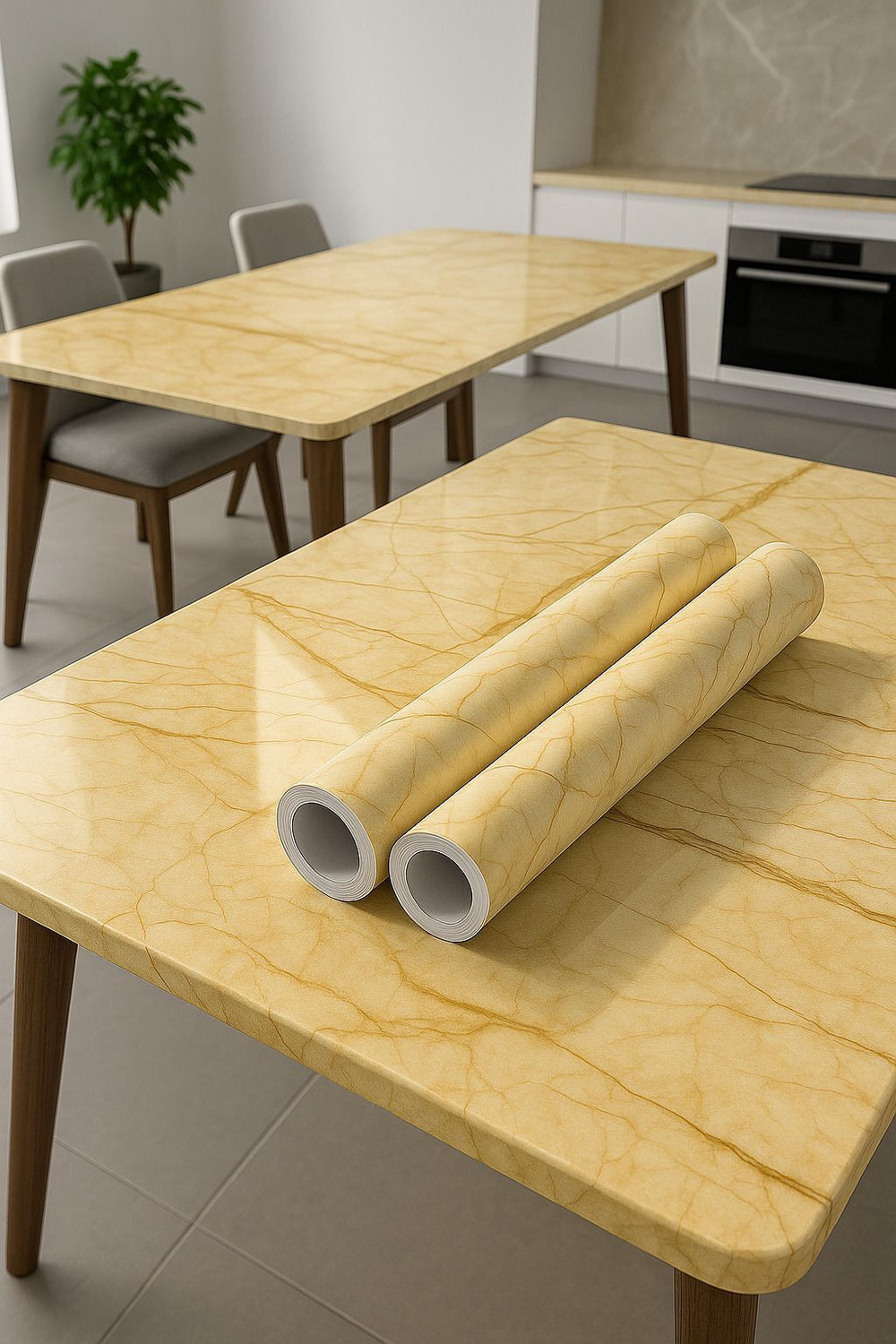 Image of voltify 200 cm Waterproof Wall Sticker For Kitchen & Home Decor - Glossy Marble Pattern Self Adhesive Sticker