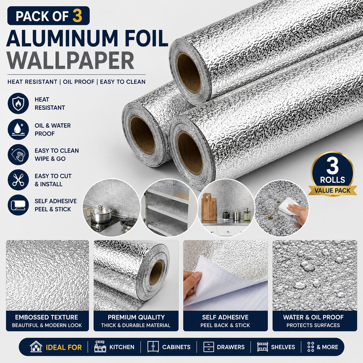 Image of AMBDDED 200 cm x 60 cm Waterproof Decorative Vinyl Wallpaper