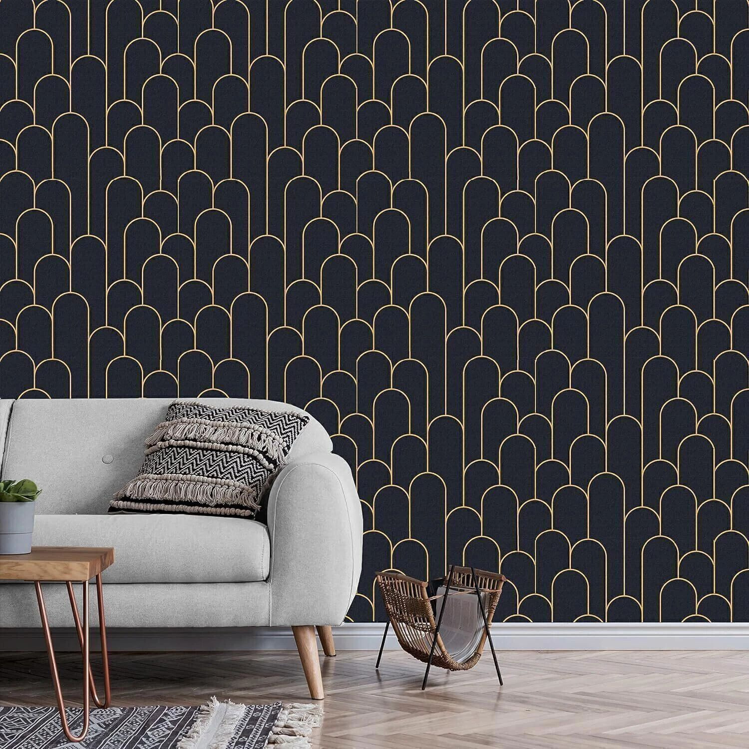 Image of FOKRIM 300 cm black gold line (Pack of-2) Self Adhesive Sticker