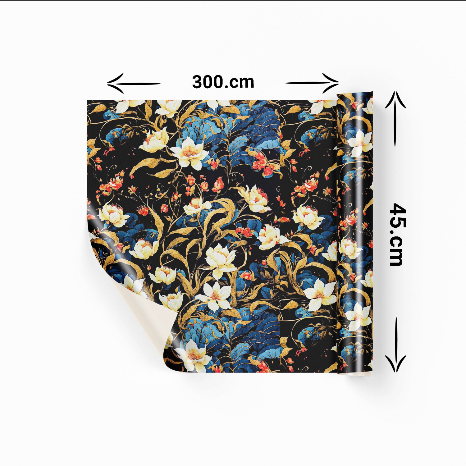 Image of FOKRIM 300 cm x 45 cm Waterproof Floral & Botanical Vinyl Wallpaper