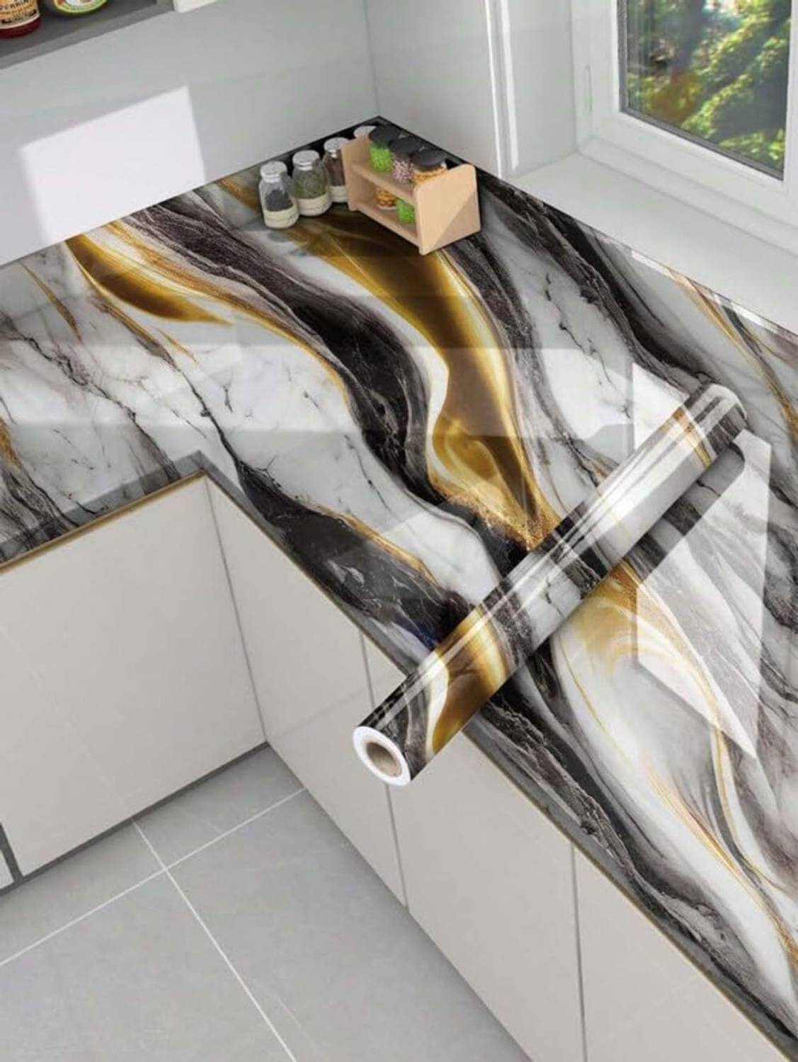 ASKCREW 200 cm x 60 cm Waterproof Abstract Vinyl Wallpaper