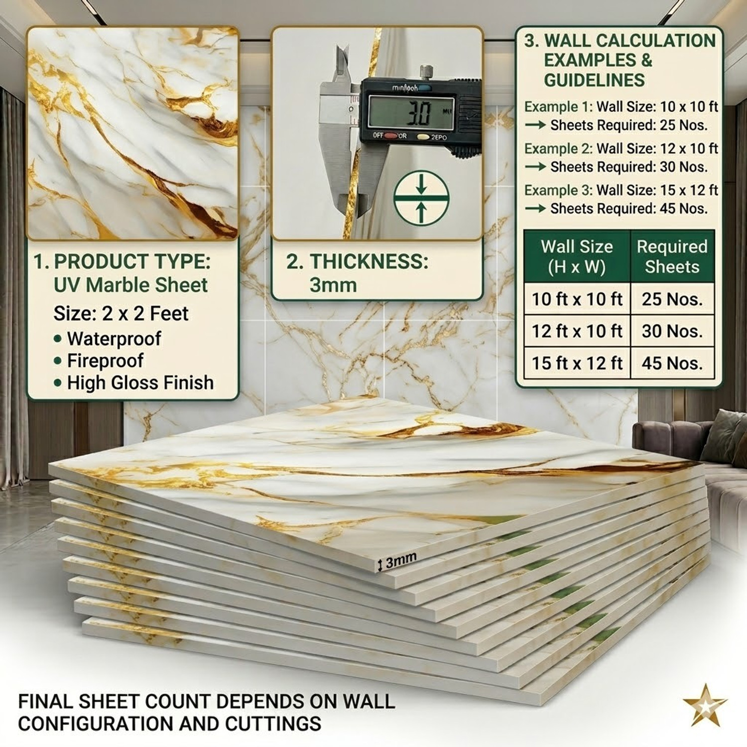 Image of OCEANSKY 60 cm x 60 cm Waterproof Decorative Vinyl Wallpaper