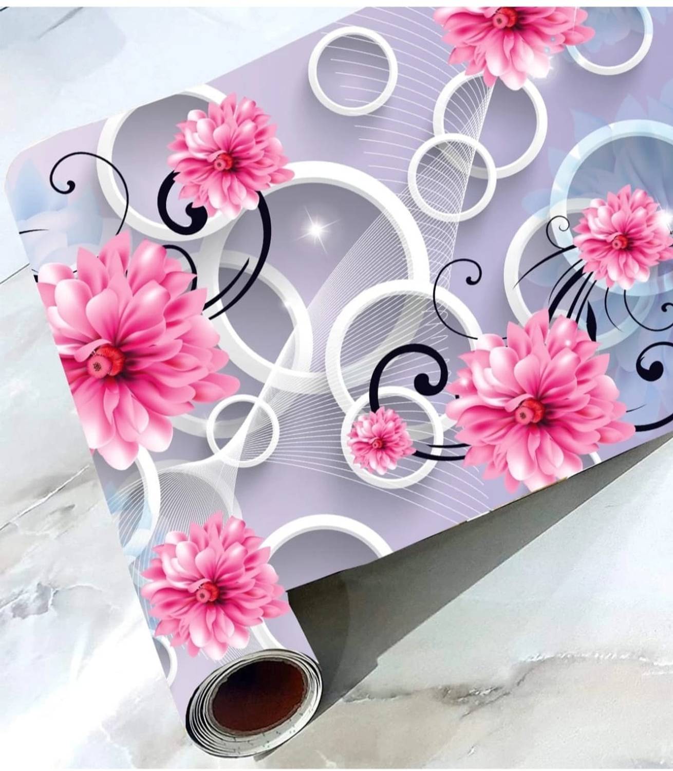AMBEY DECOR 127 cm x 40 cm Waterproof Floral & Botanical Vinyl Wallpaper