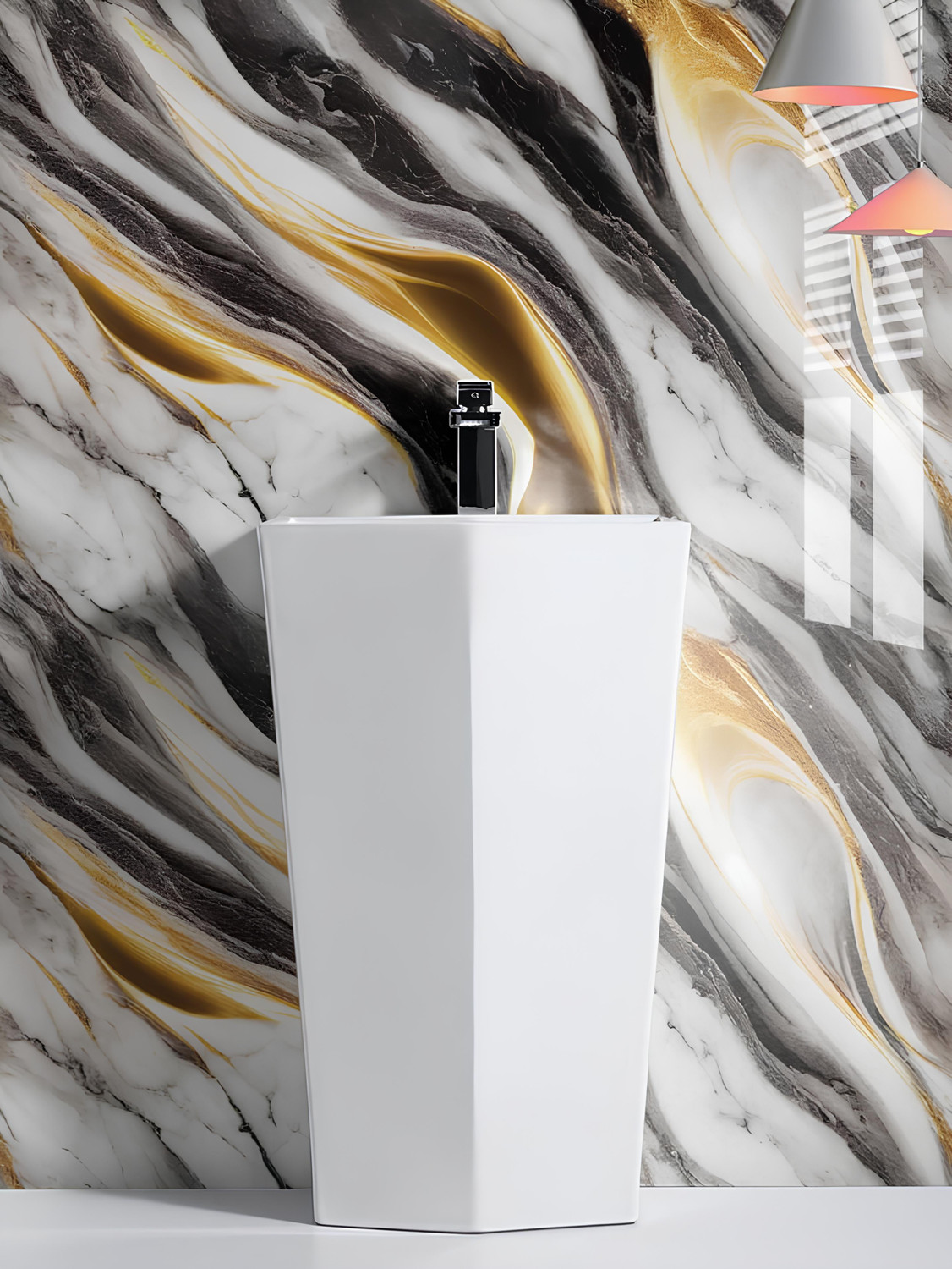 Image of voltify 200 cm Waterproof Wall Sticker For Kitchen & Home Decor - Glossy Marble Pattern Self Adhesive Sticker